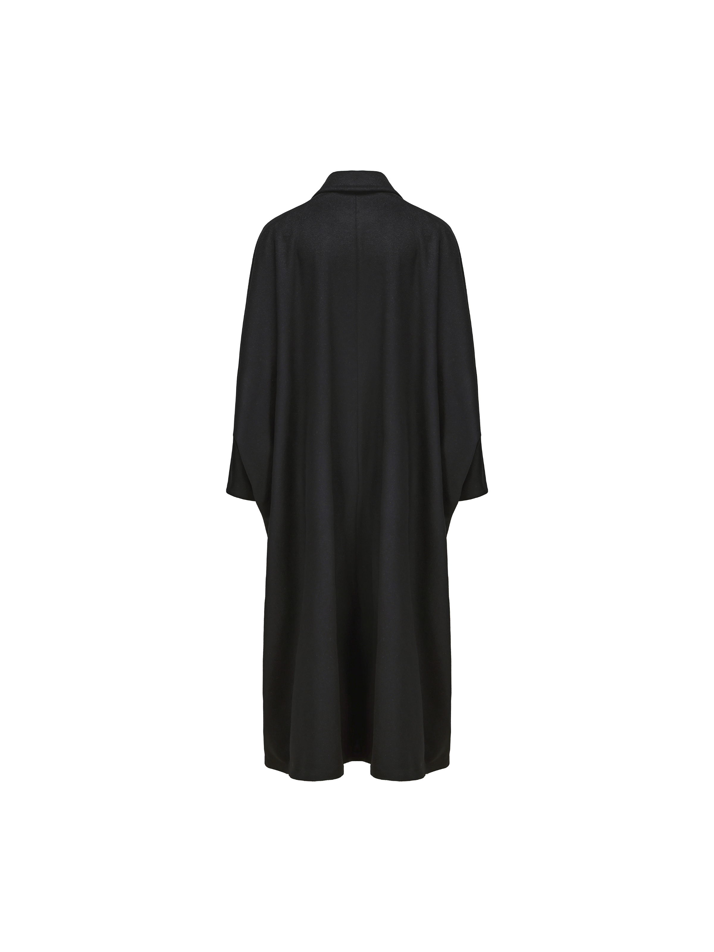 Black Cashmere Scimitar Sleeve Coat