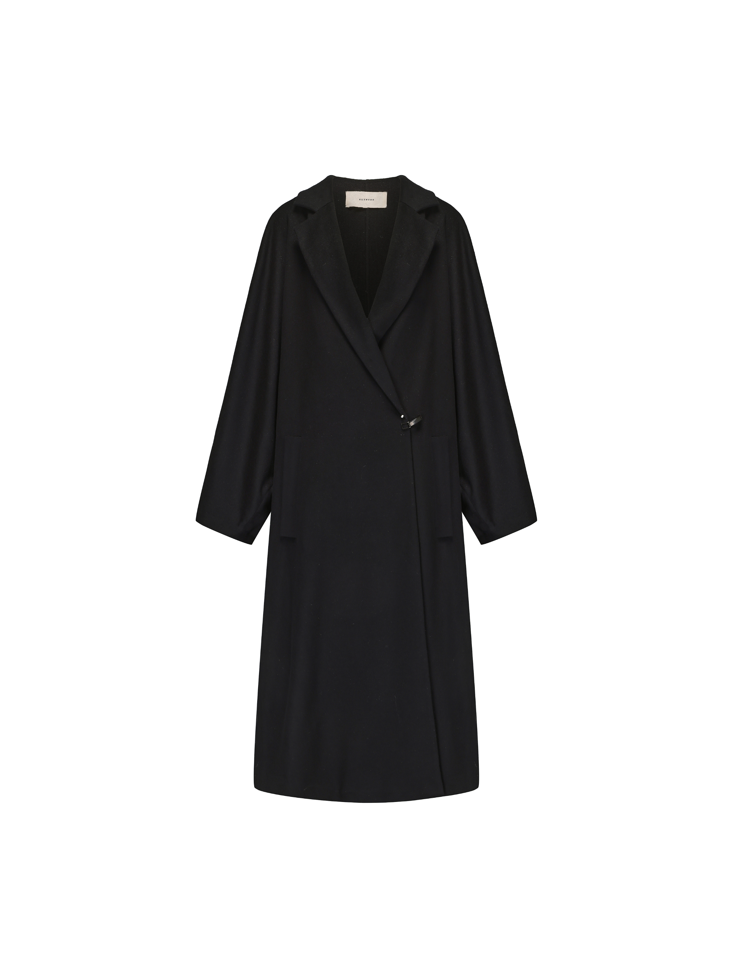 Black Cashmere Scimitar Sleeve Coat