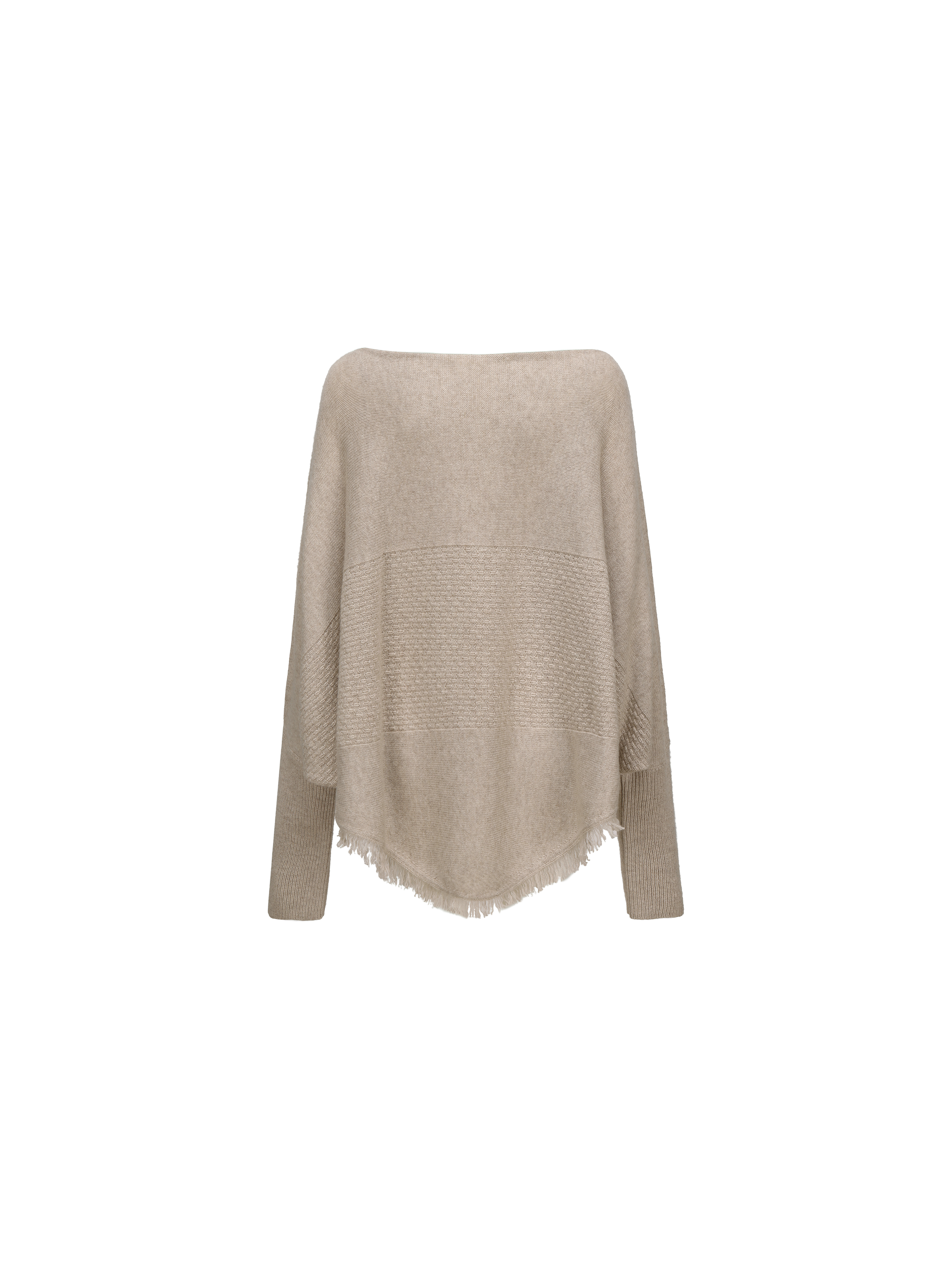 Beige Textured Panelled Sweater