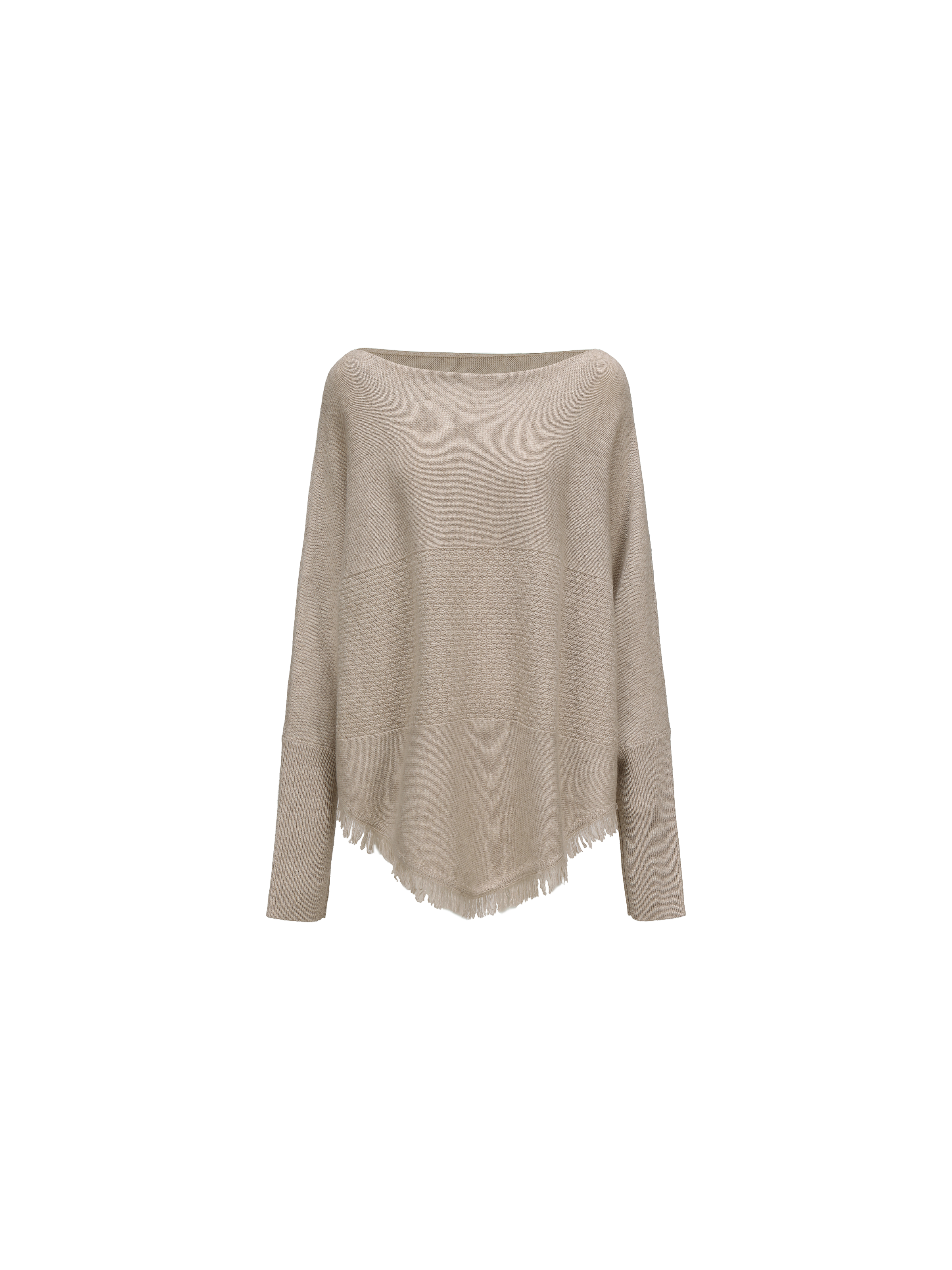 Beige Textured Panelled Sweater