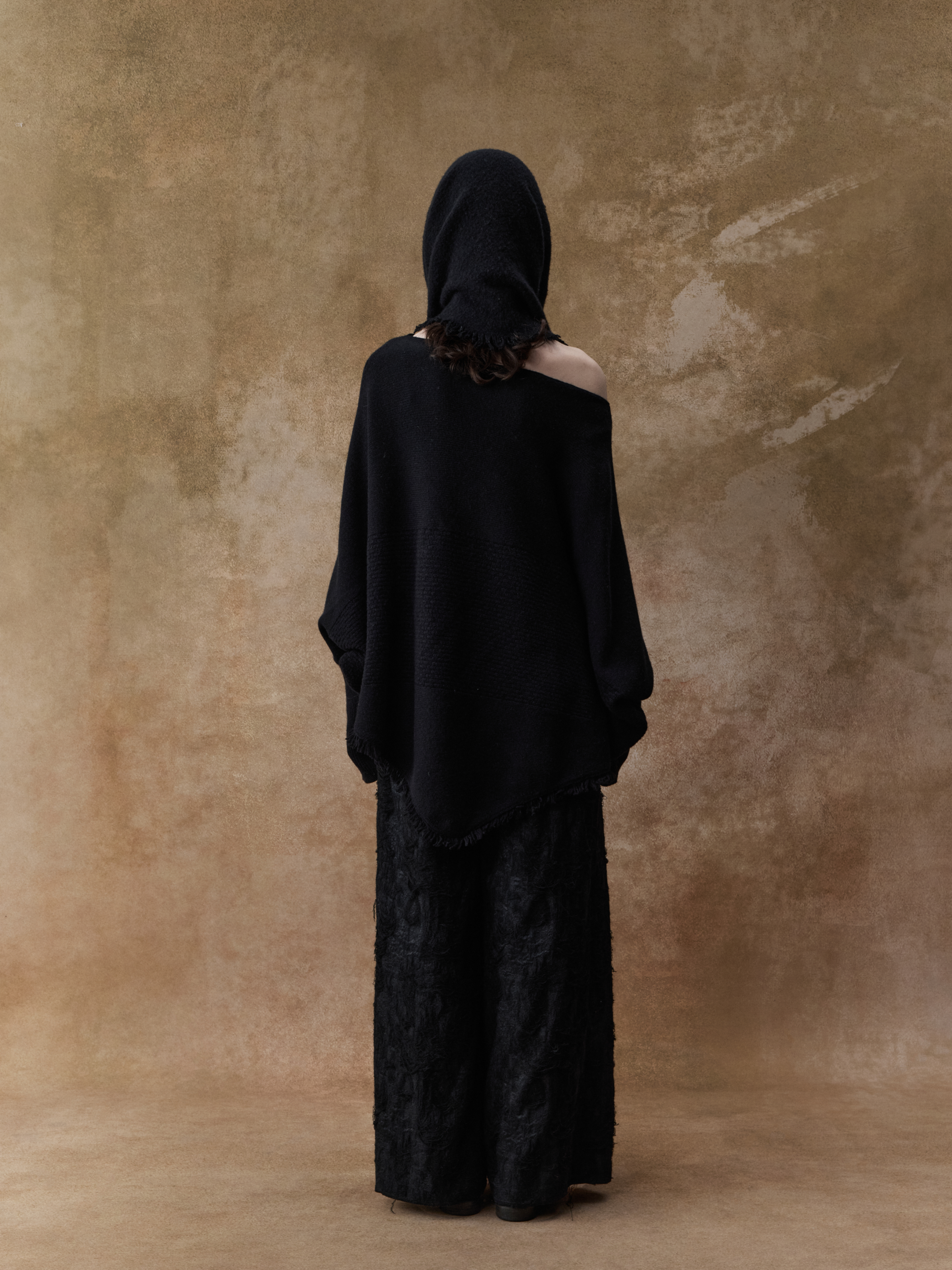 Black Textured Panelled Sweater