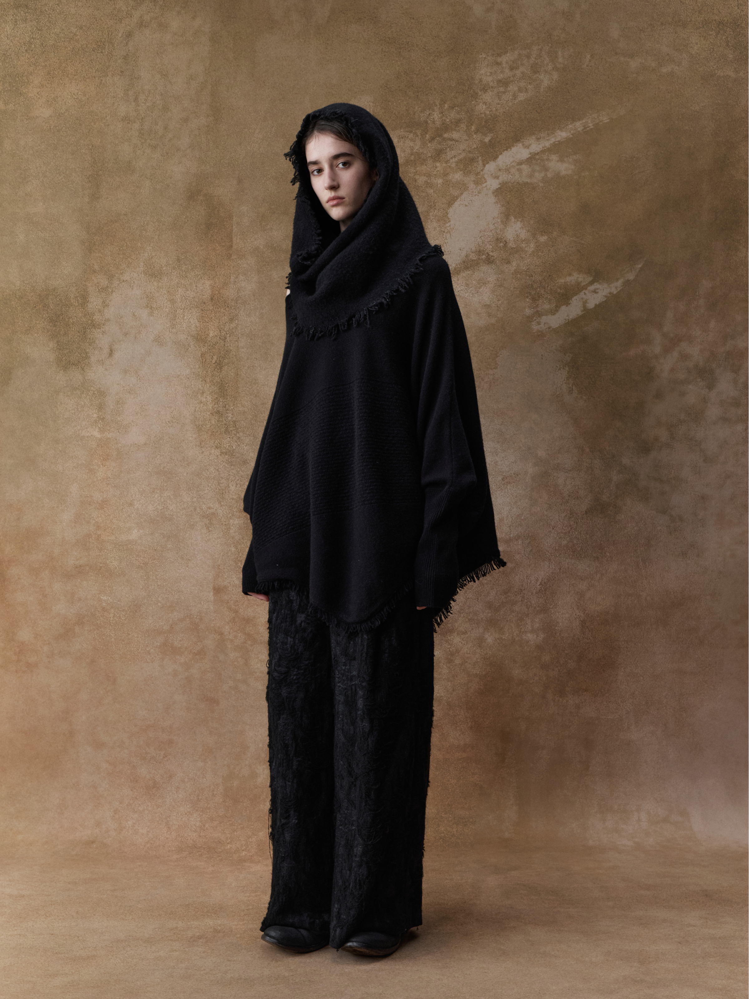 Black Textured Panelled Sweater