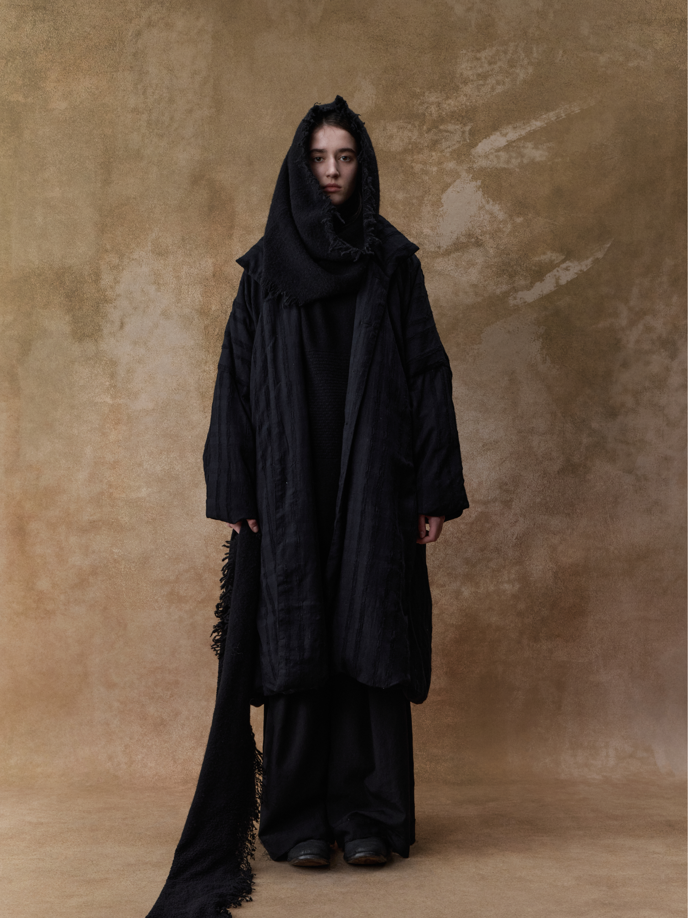 Dark Houndstooth Long Down Jacket