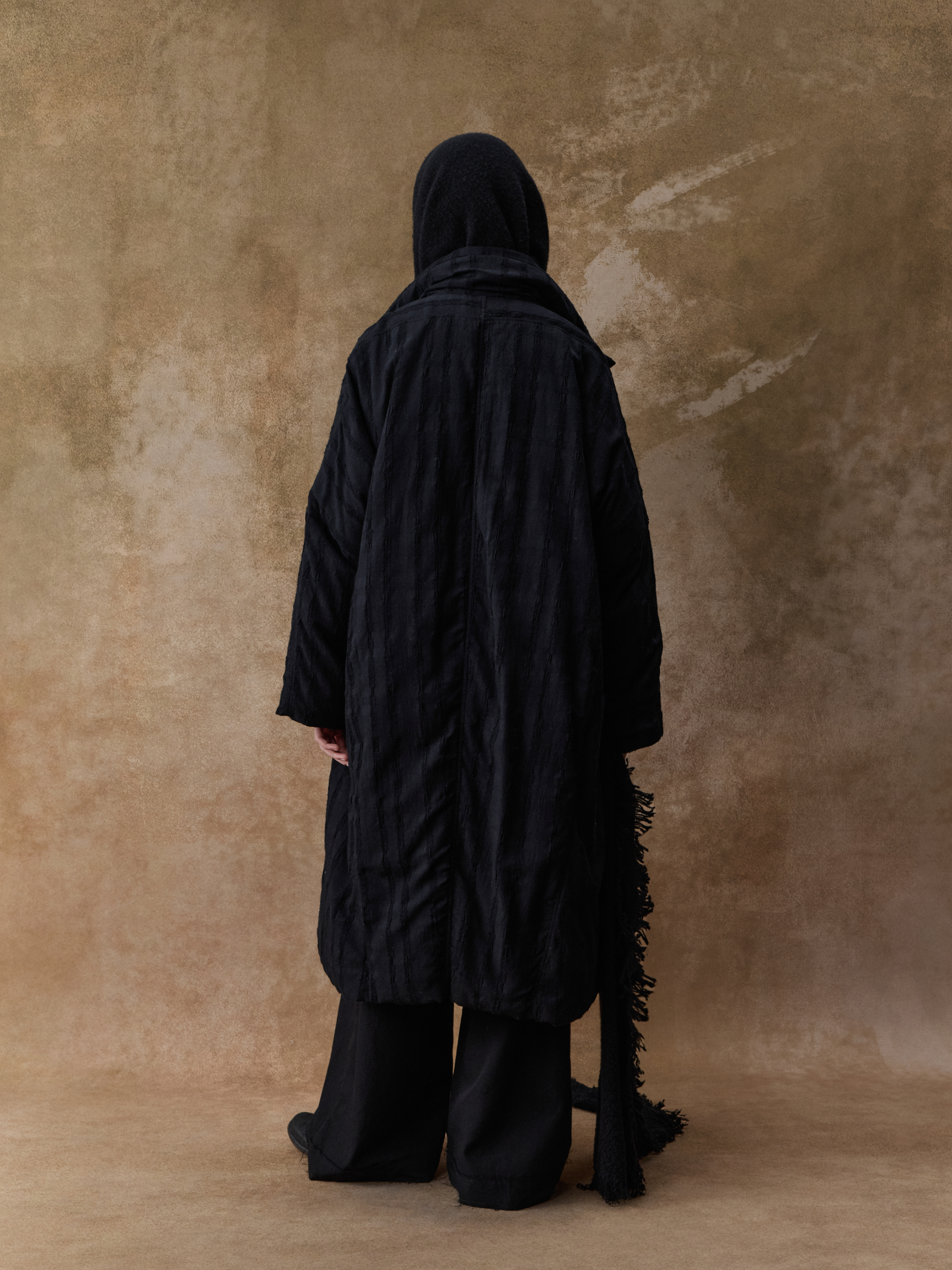 Dark Houndstooth Long Down Jacket