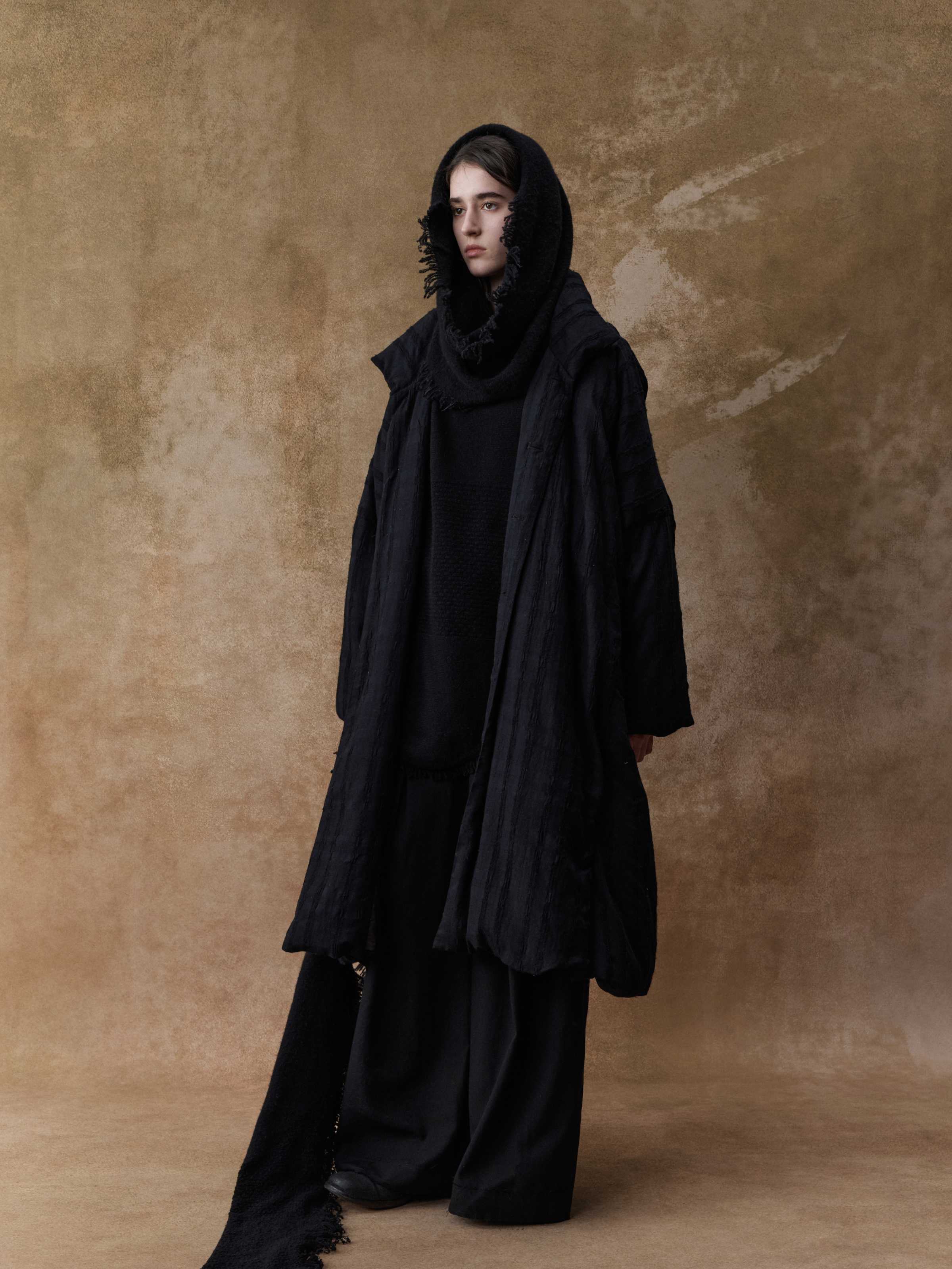 Dark Houndstooth Long Down Jacket