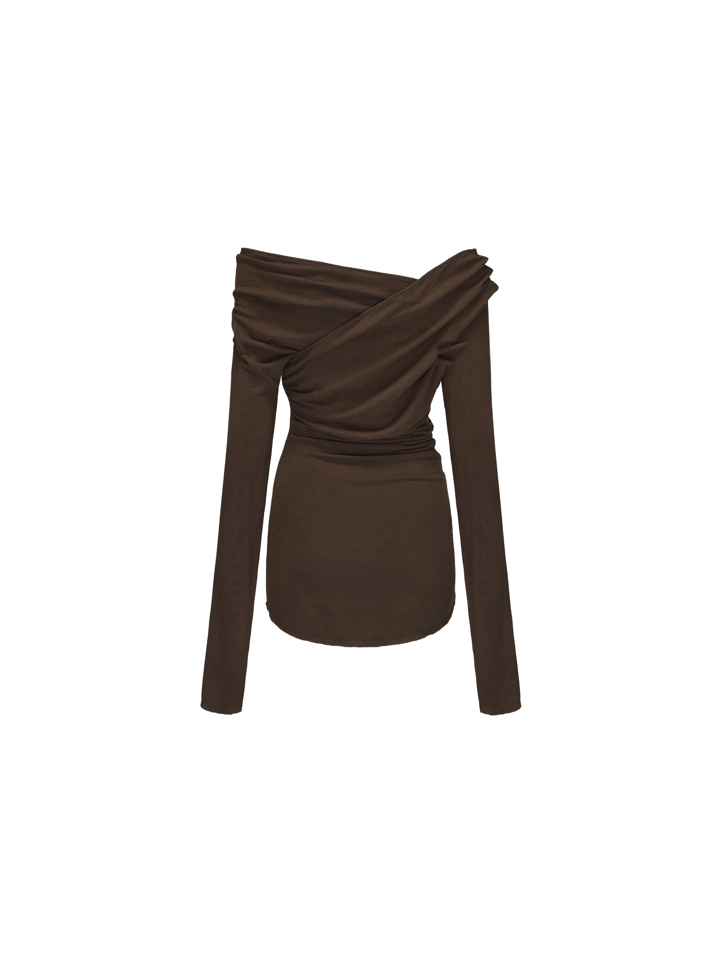 Dark Khaki Off-Shoulder Pleated Top