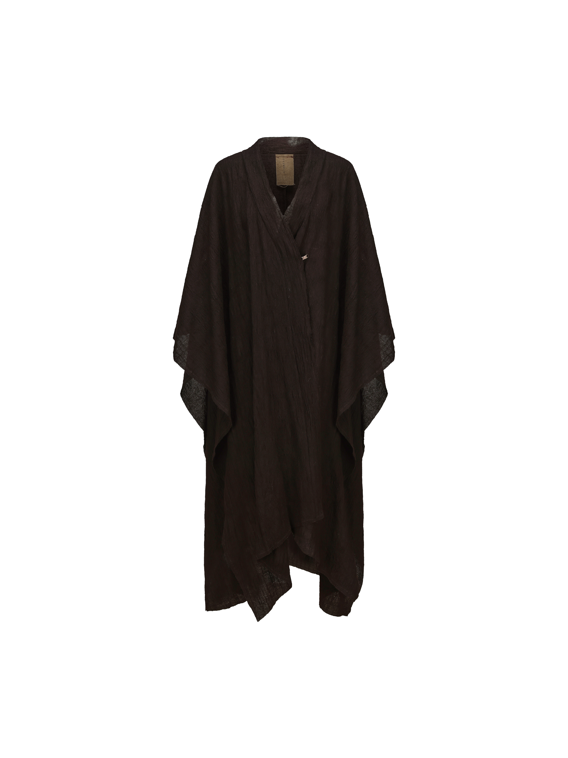 Dark Brown Pleated Wool Cape