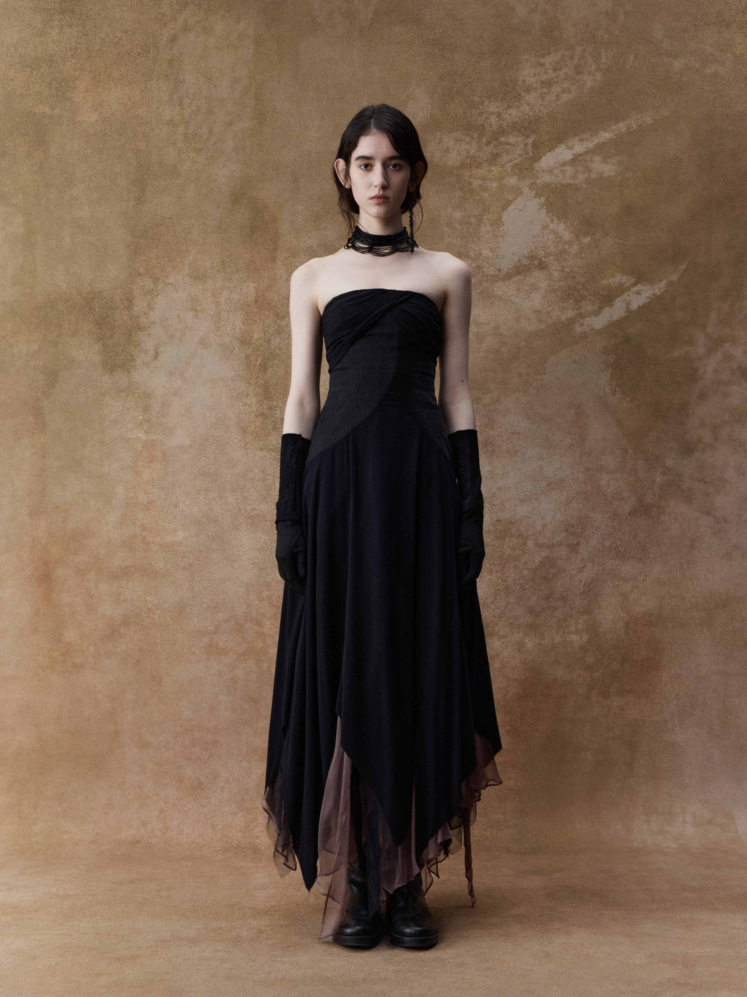 Black Contrasting Layered Tube Dress M Black Contrasting Layered Tube Dress M