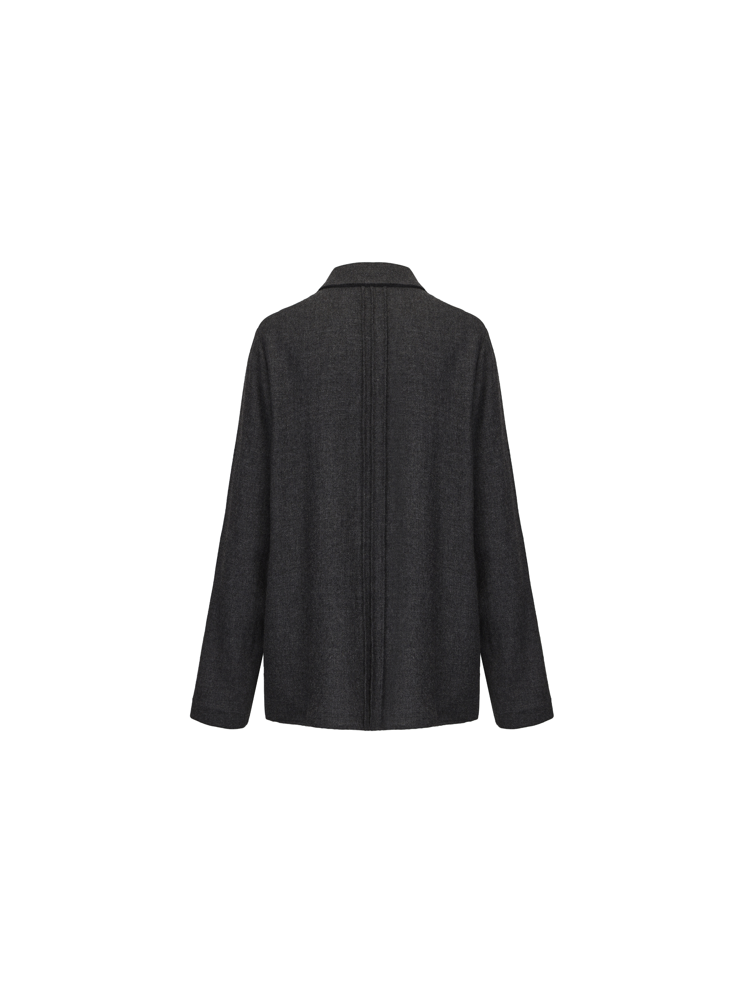 Dark Grey Wool Pleated Asymmetric Shirt