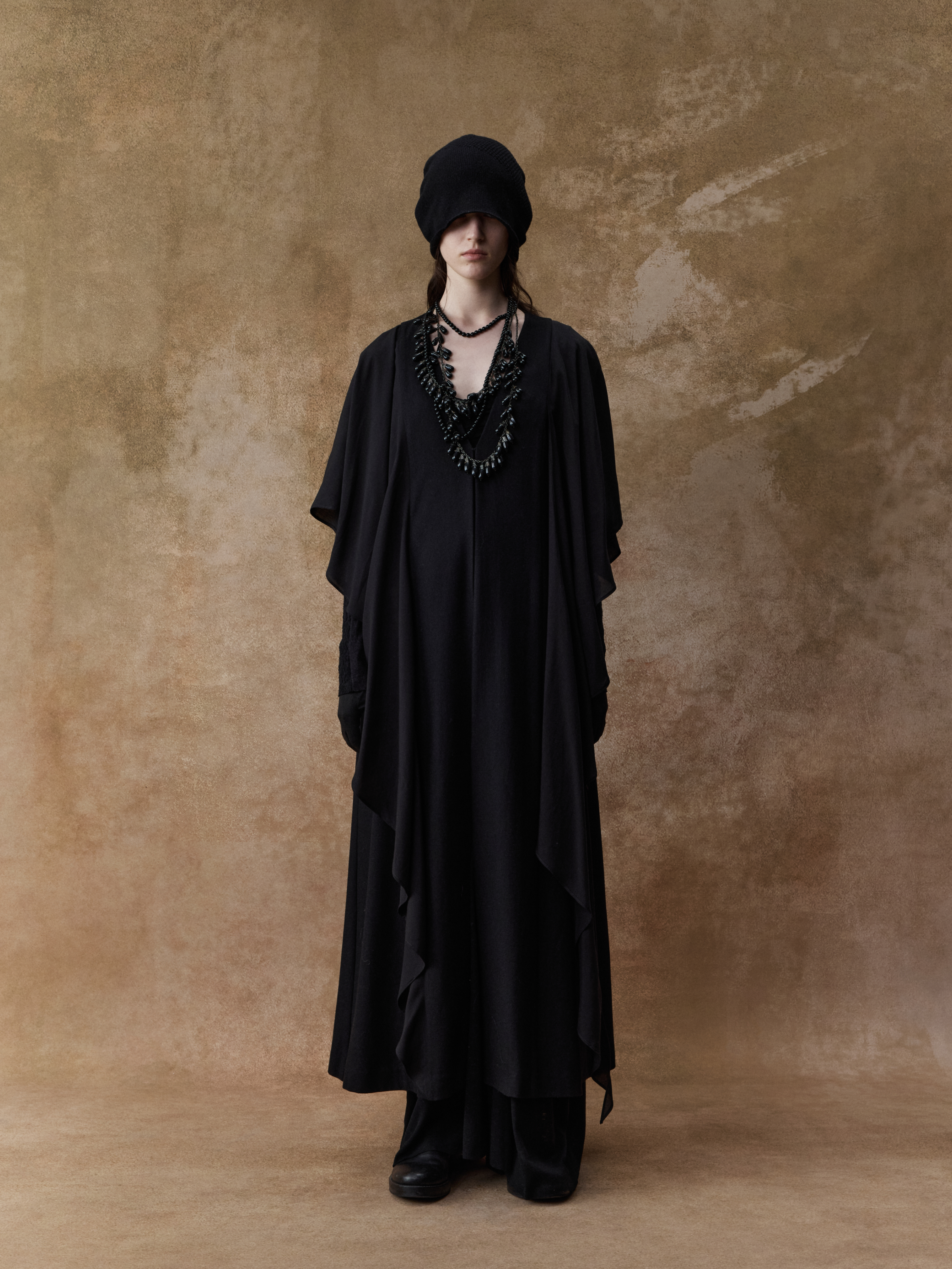 Black Flowing Panelled Long Coat