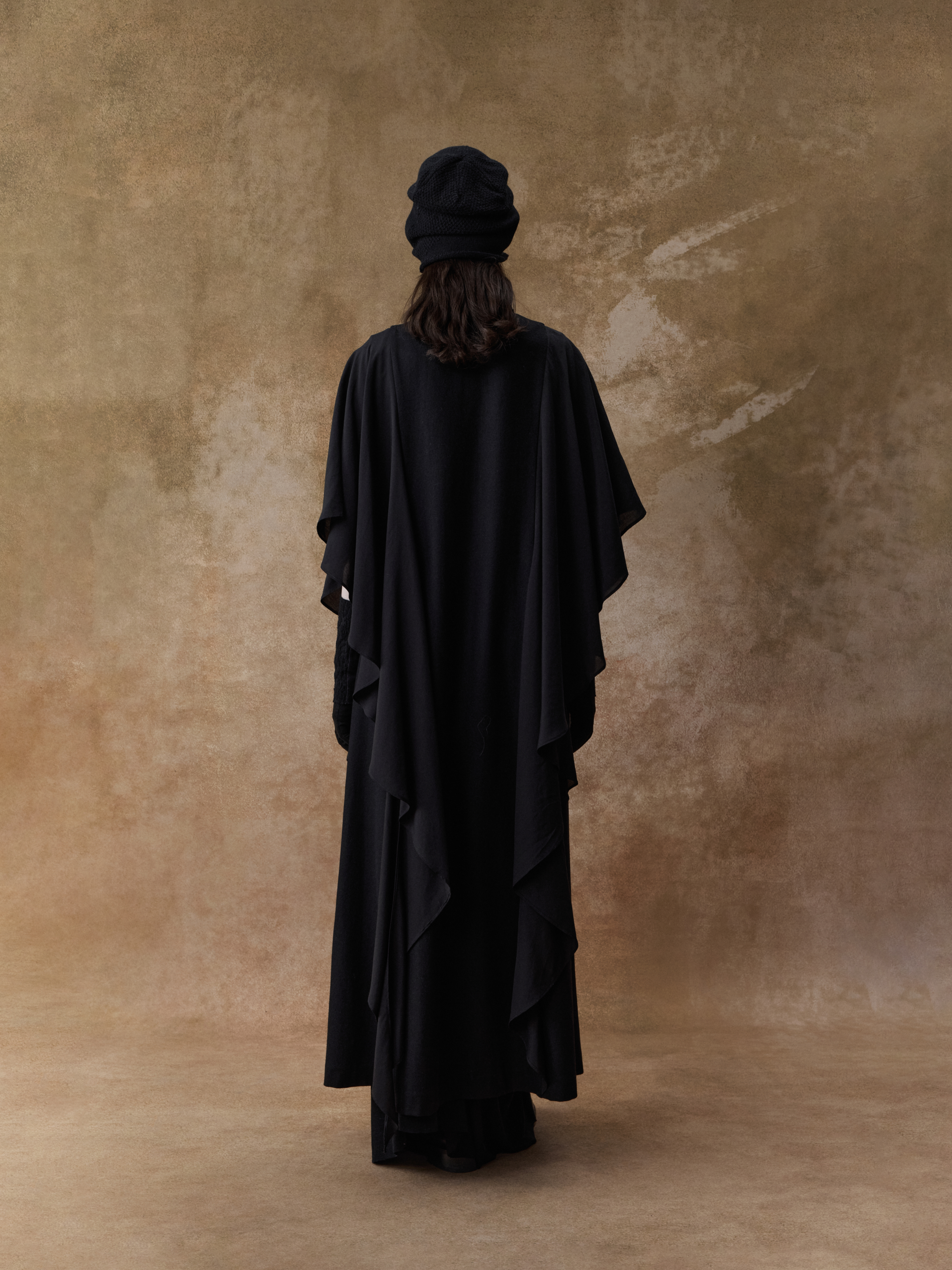 Black Flowing Panelled Long Coat