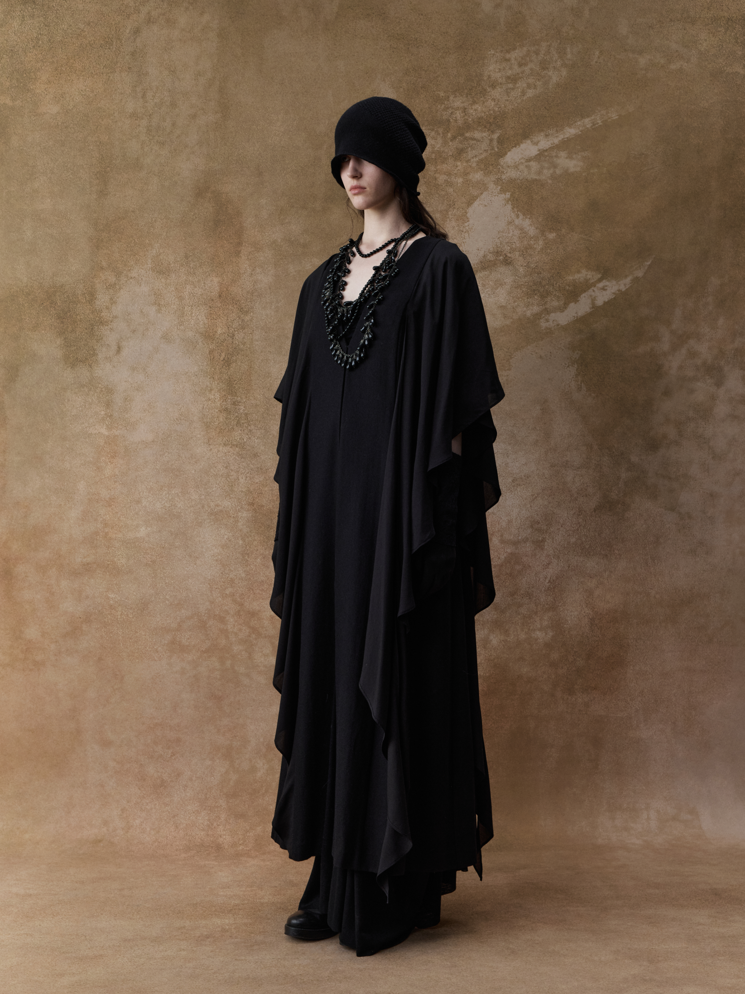 Black Flowing Panelled Long Coat