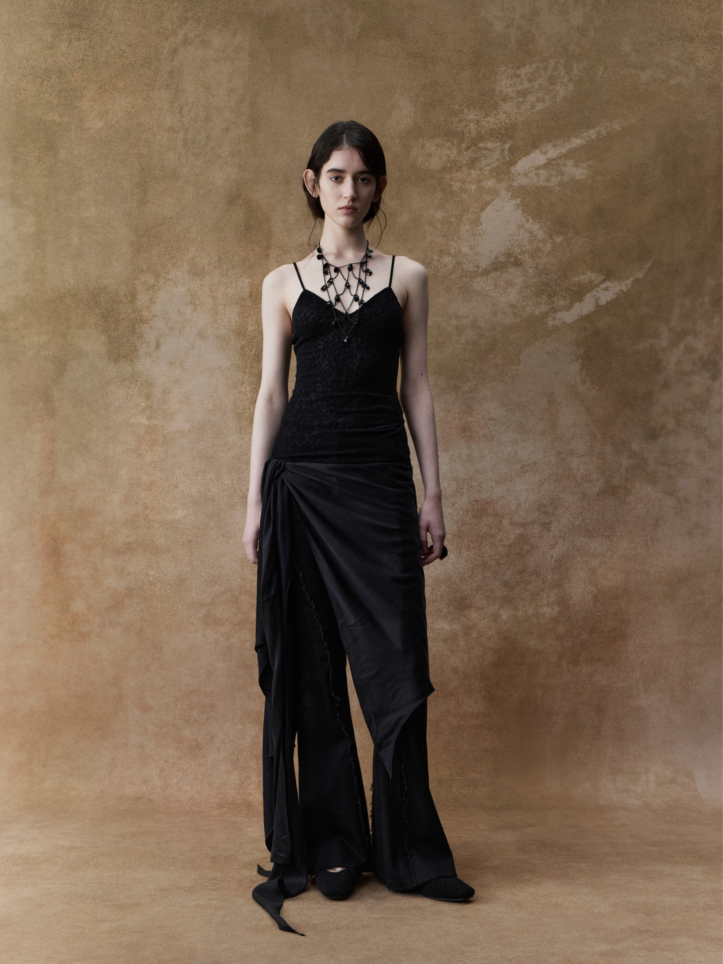 Black Wool Lace Camisole