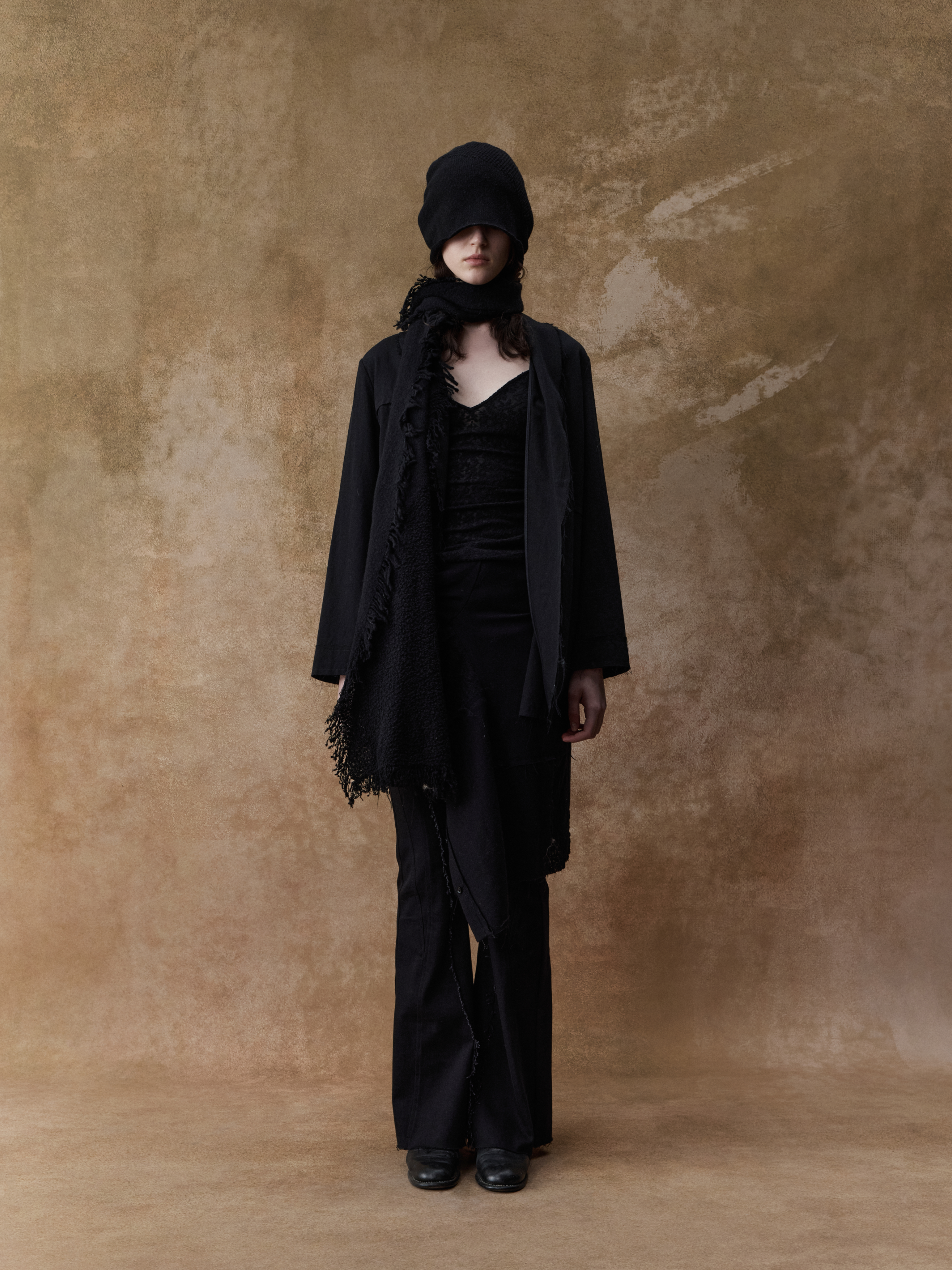 Black Panelled Frayed Edge Suit Cardigan