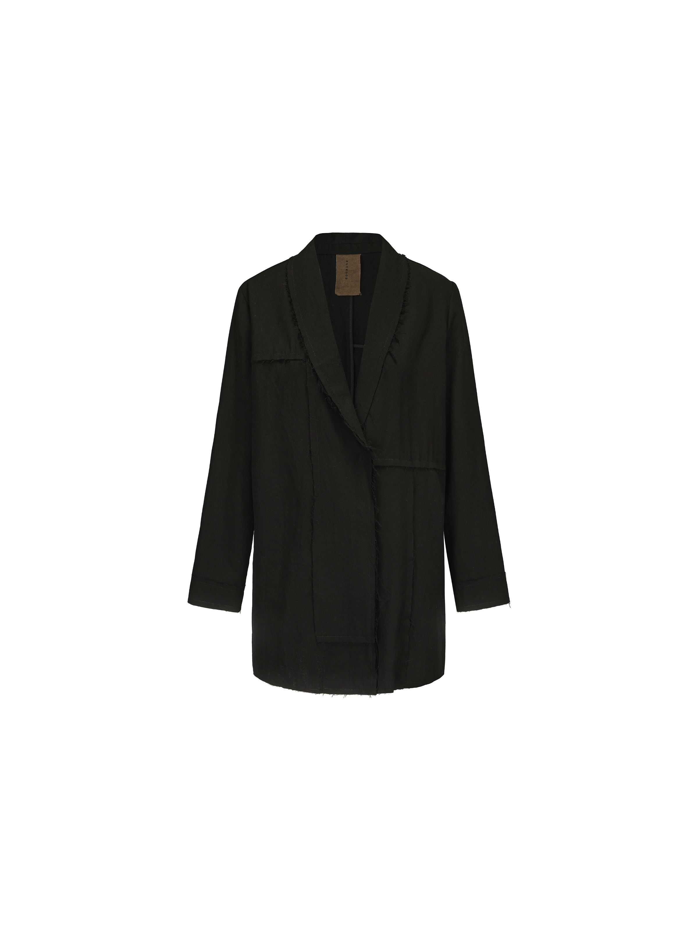 Black Panelled Frayed Edge Suit Cardigan