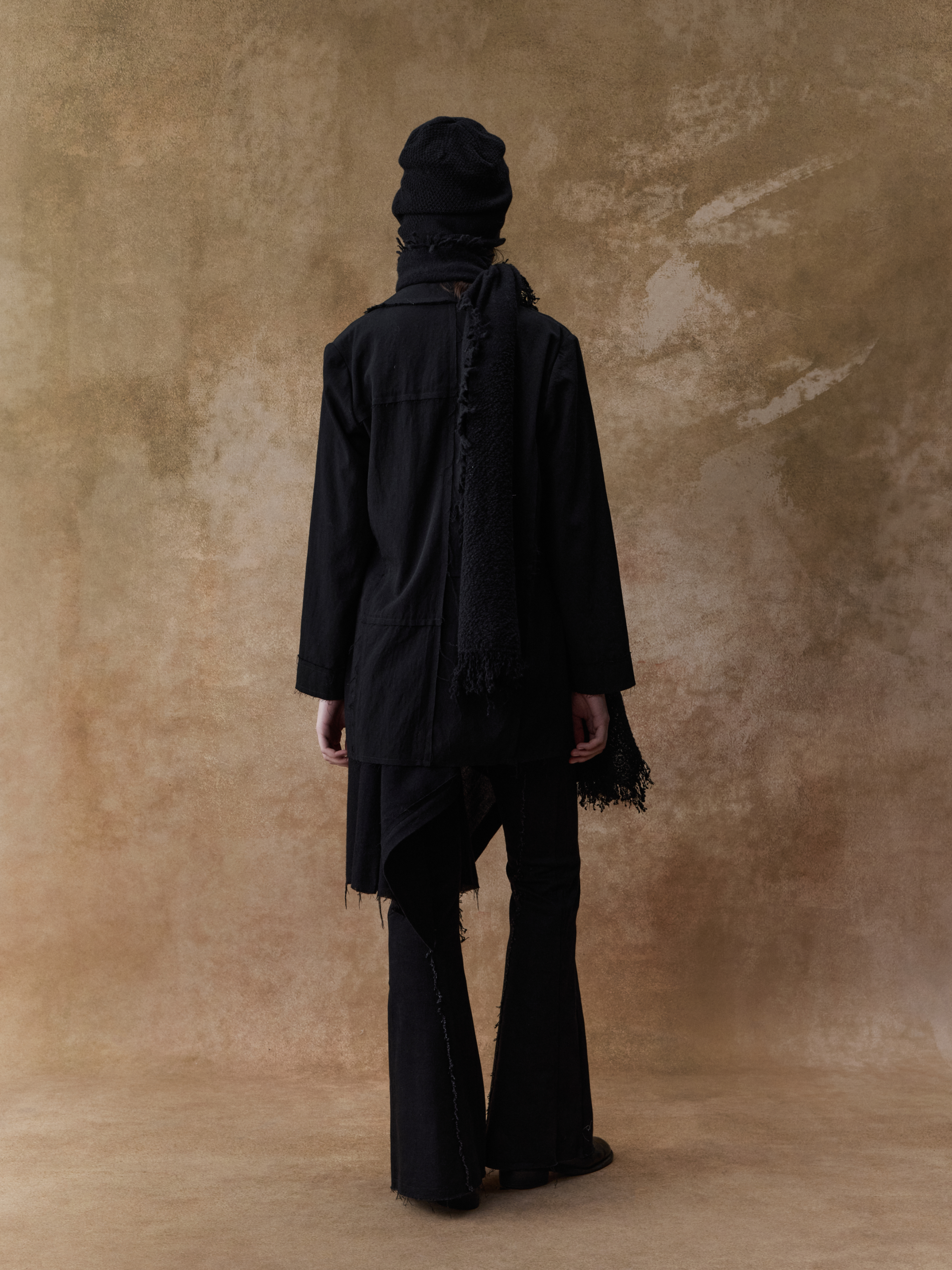 Black Panelled Frayed Edge Suit Cardigan