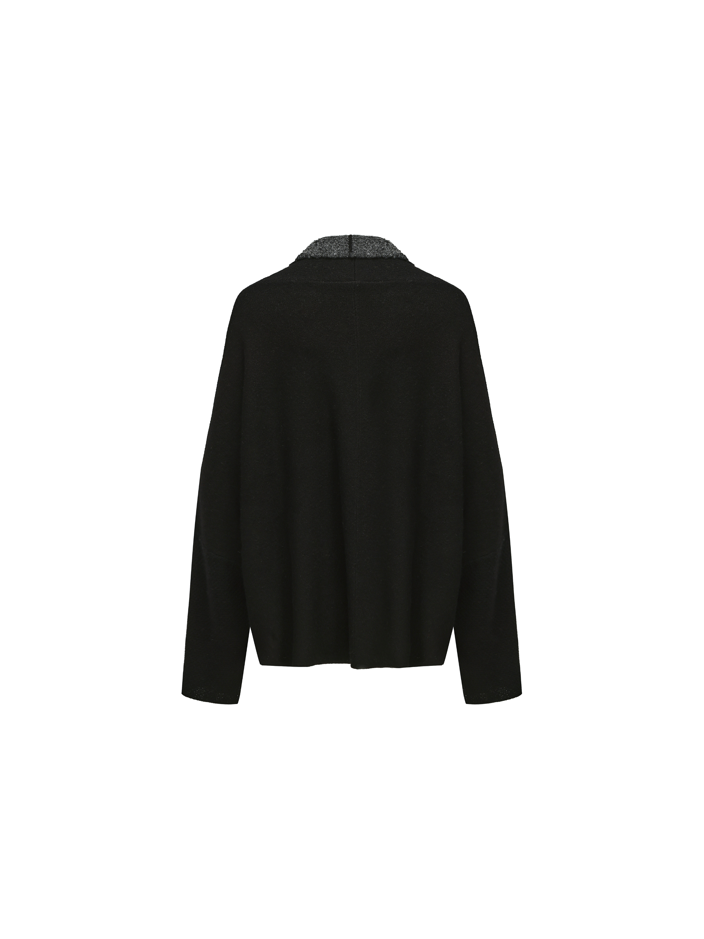 Black Contrasting Cashmere Cardigan Sweater