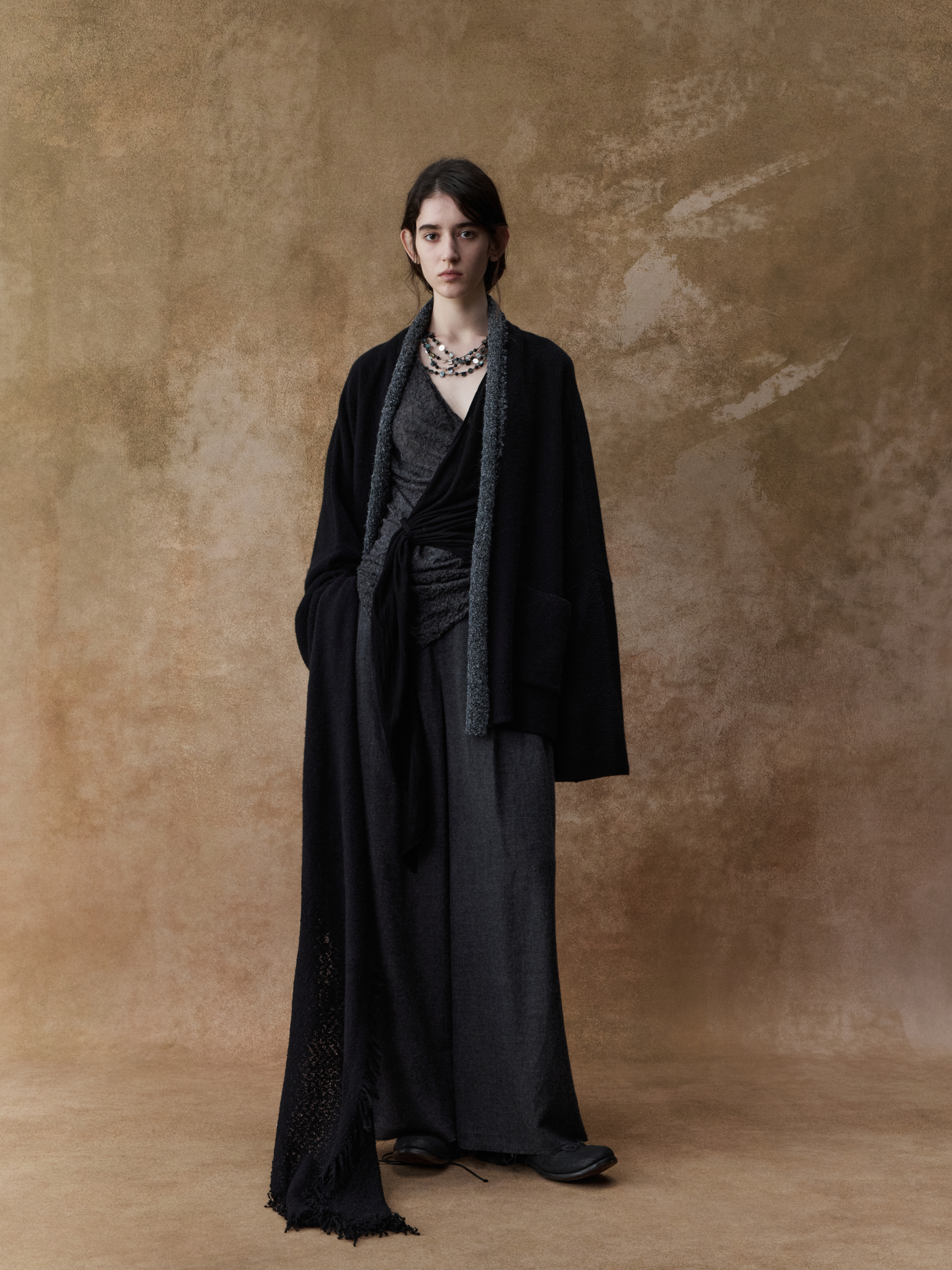 Black Contrasting Cashmere Cardigan Sweater