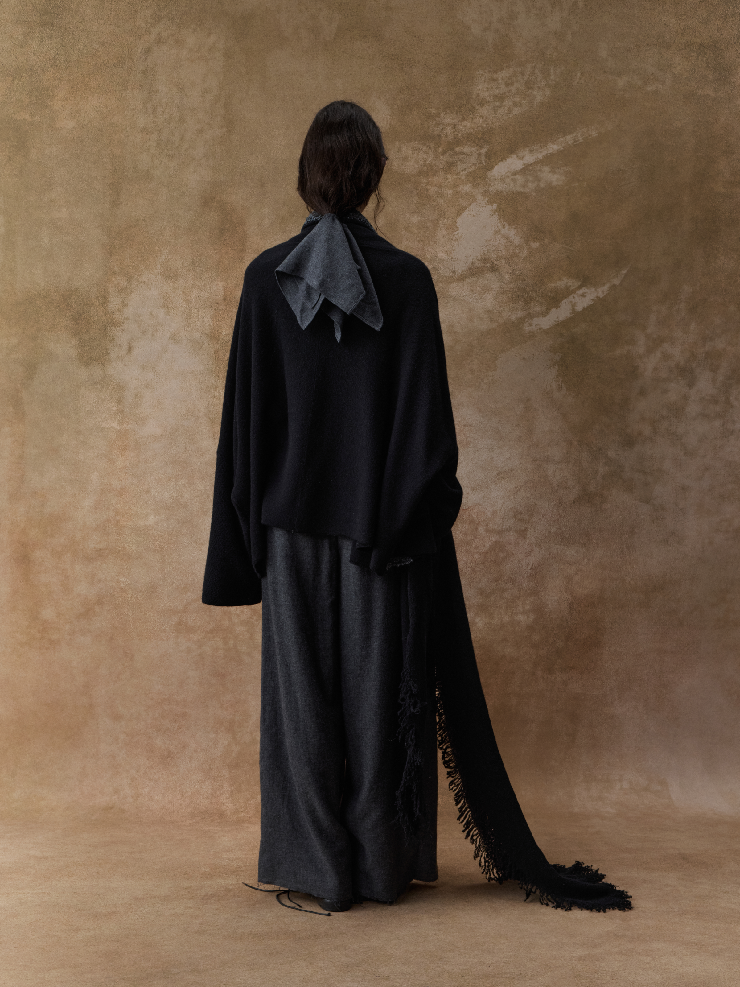 Black Contrasting Cashmere Cardigan Sweater