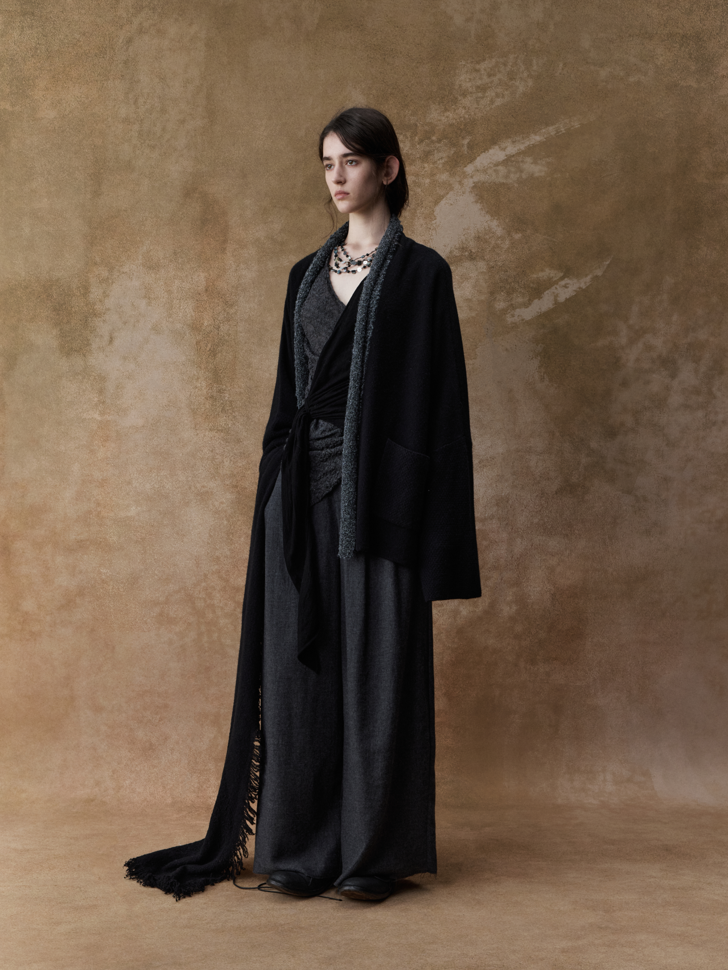 Black Contrasting Cashmere Cardigan Sweater