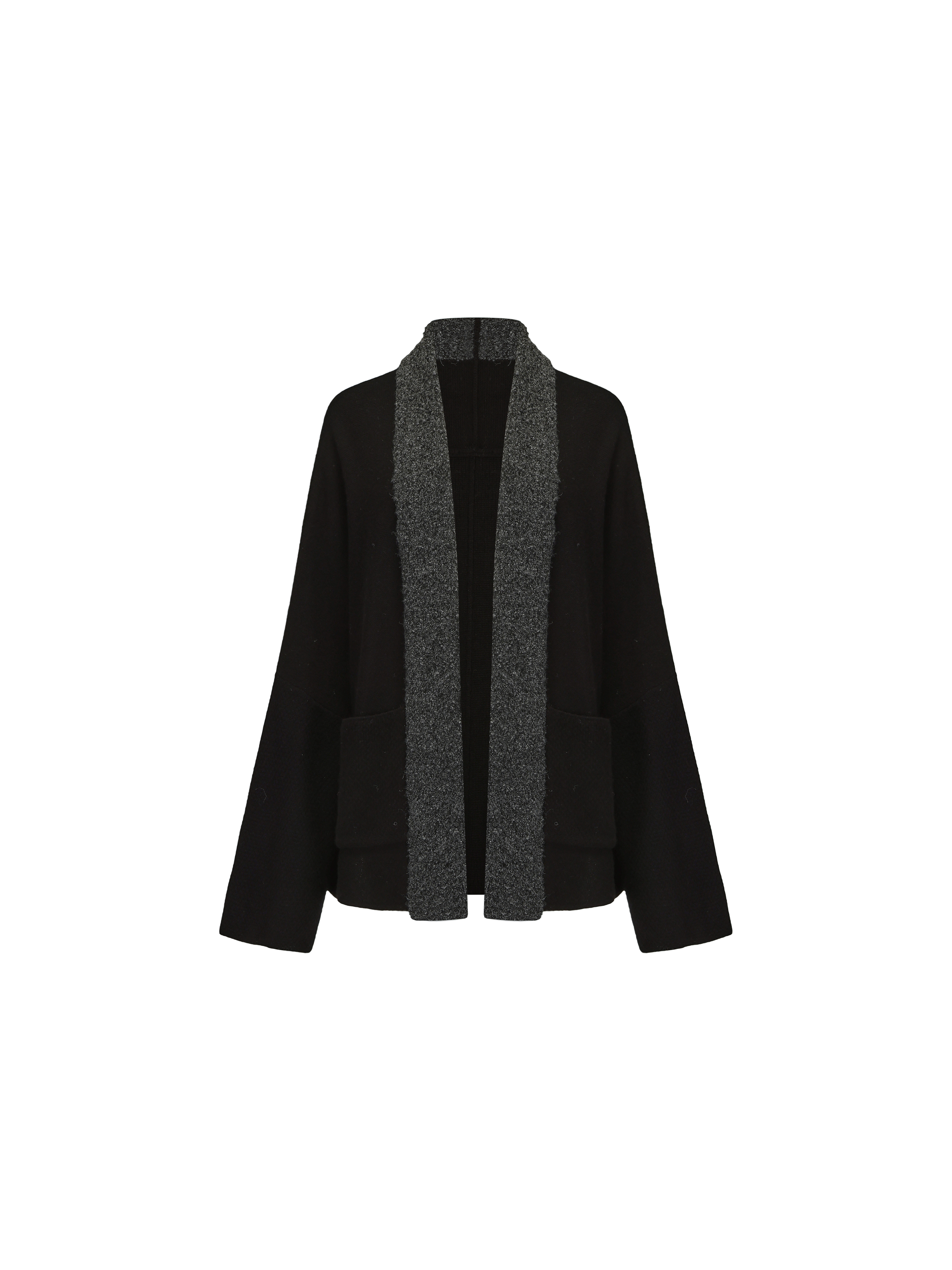 Black Contrasting Cashmere Cardigan Sweater