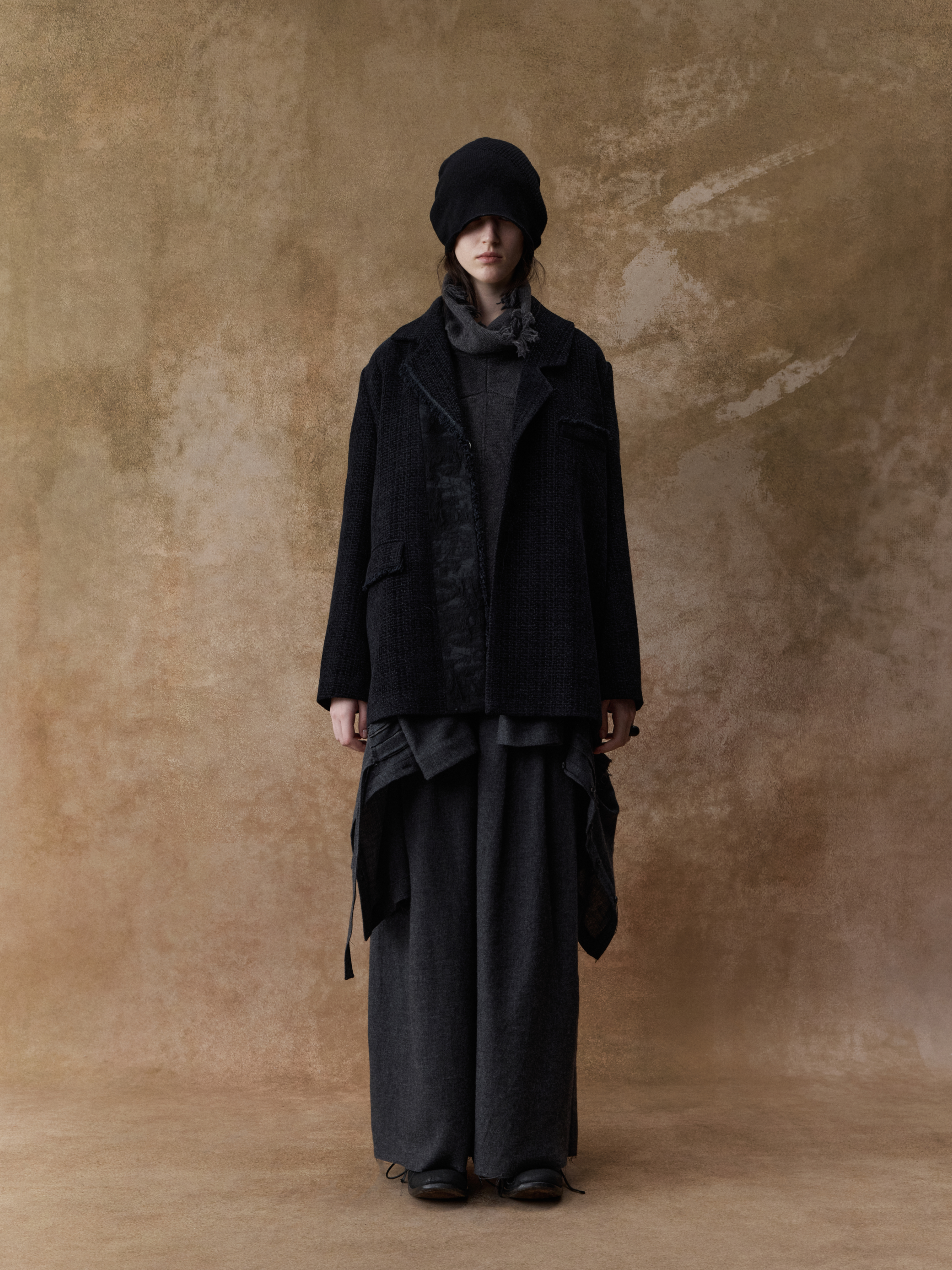 Black Knit Frayed Edge Suit