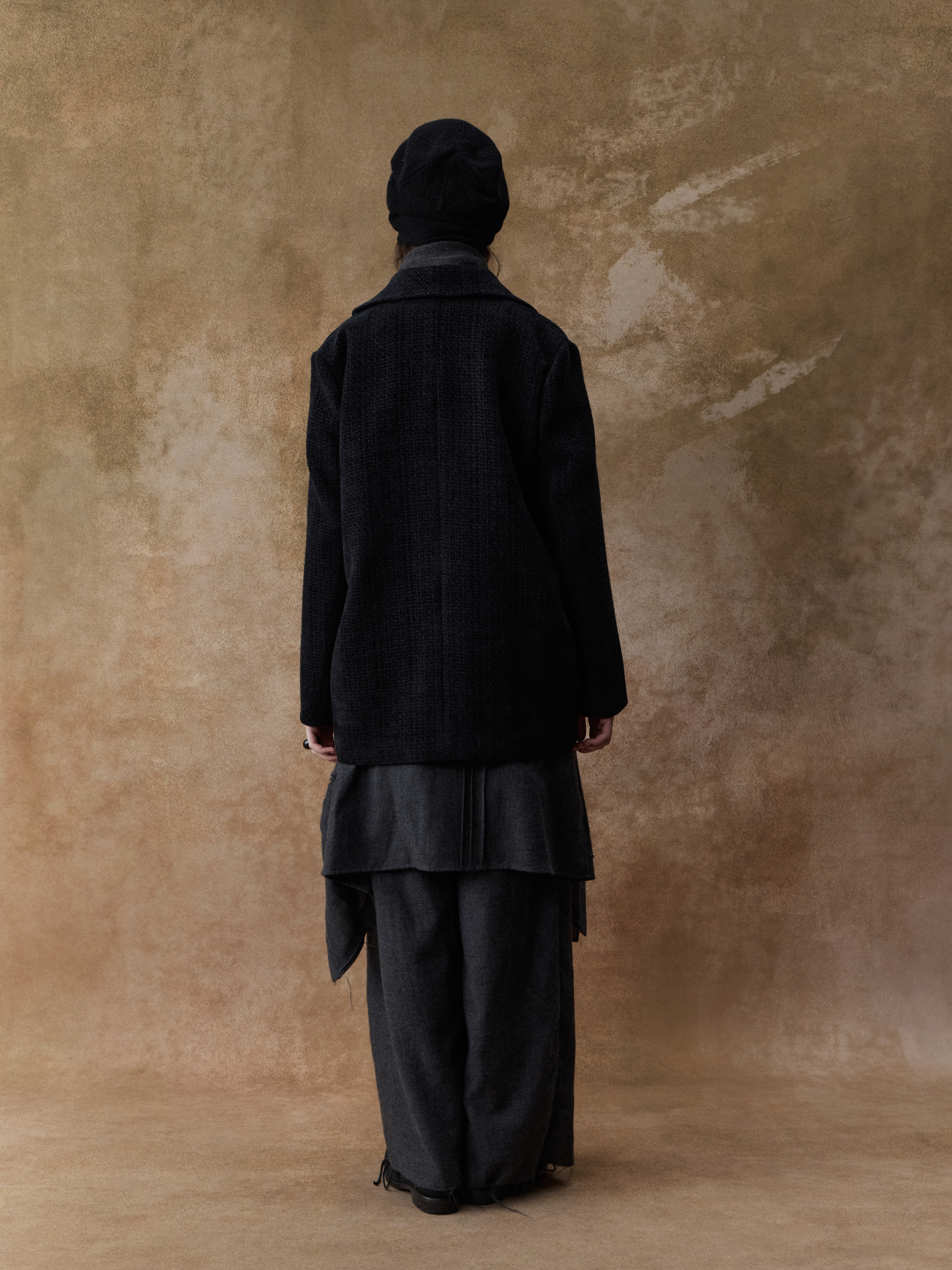 Black Knit Frayed Edge Suit