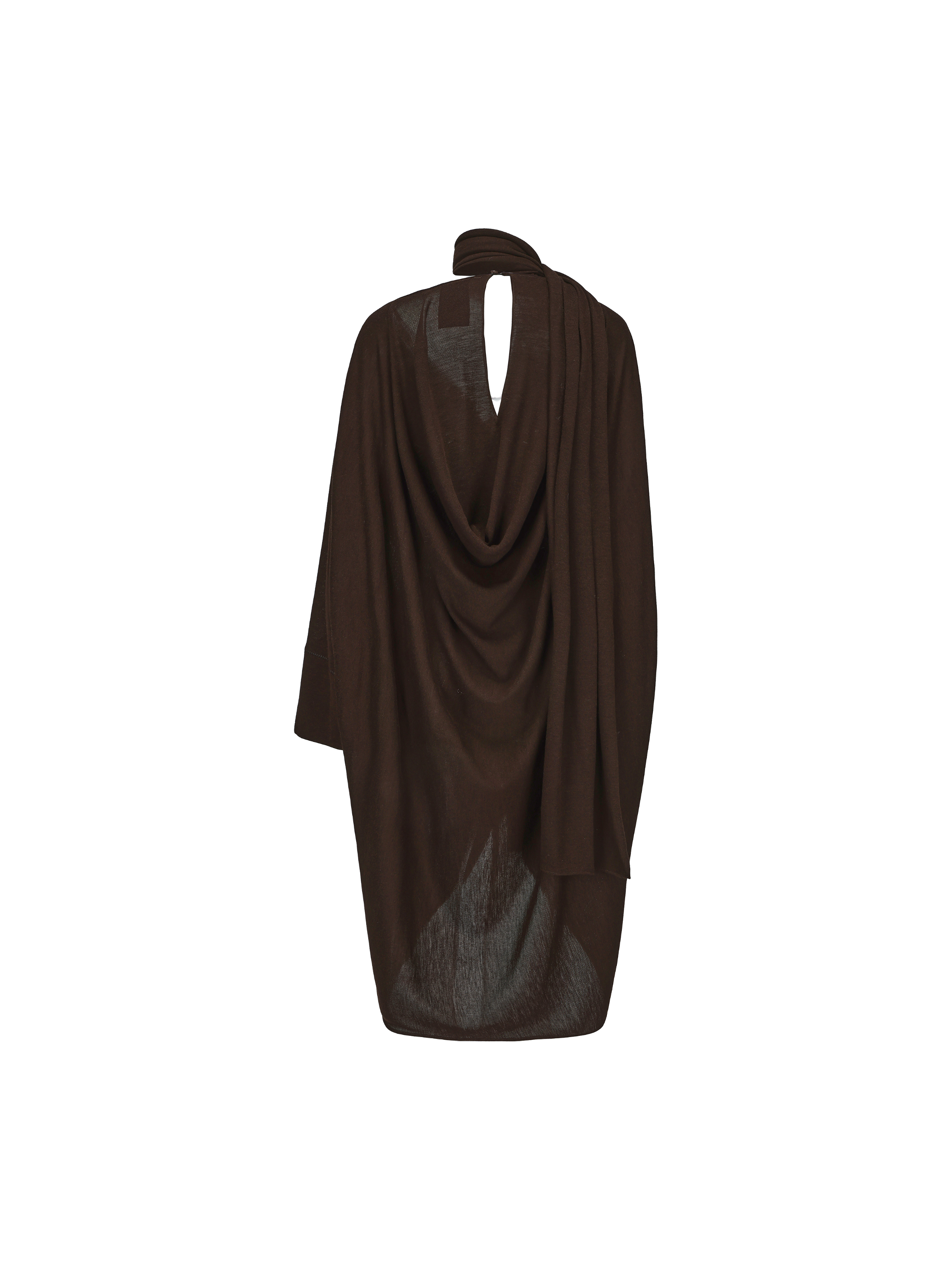 Dark Brown Structured Drape Knit Cardigan