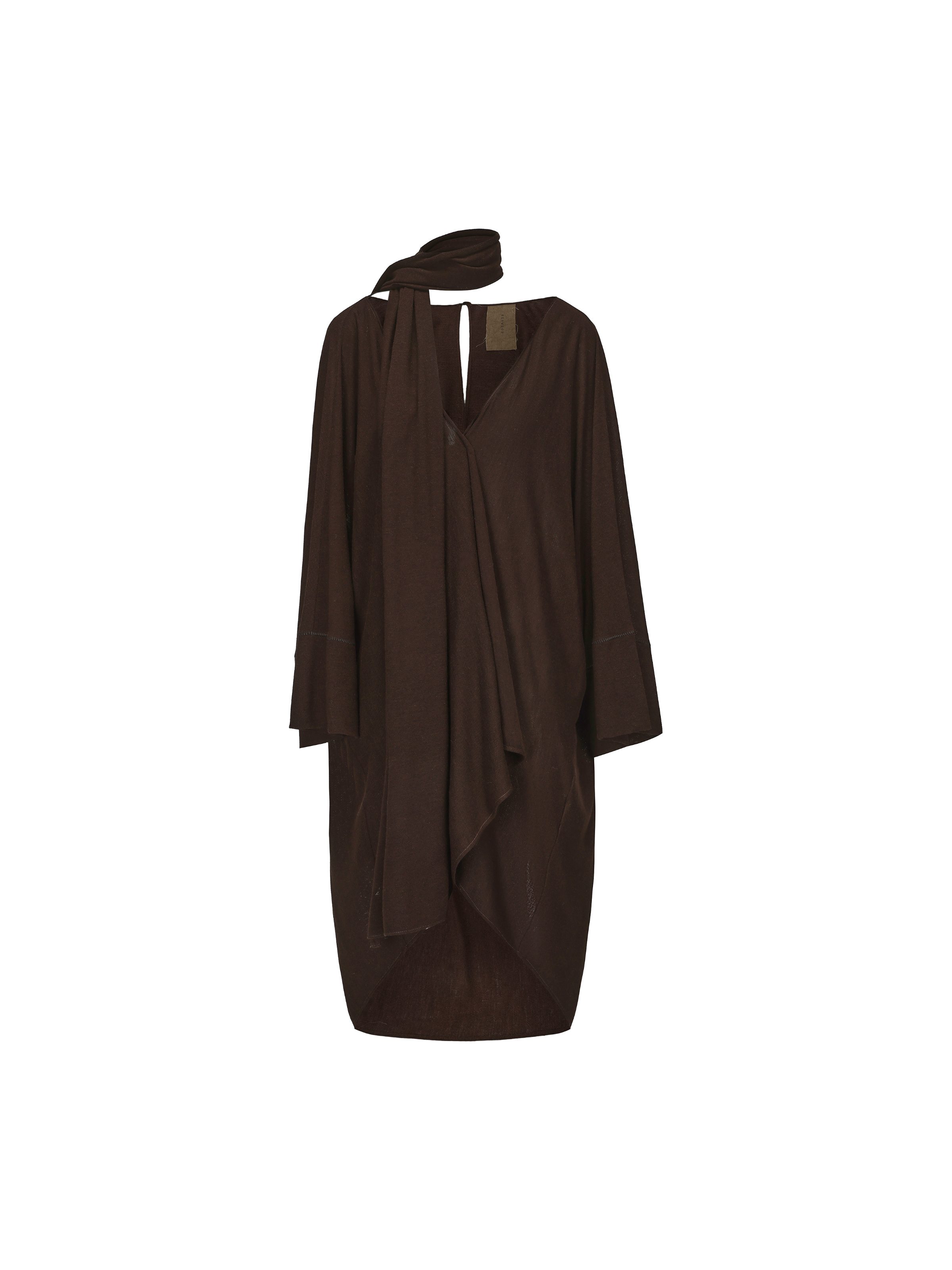 Dark Brown Structured Drape Knit Cardigan