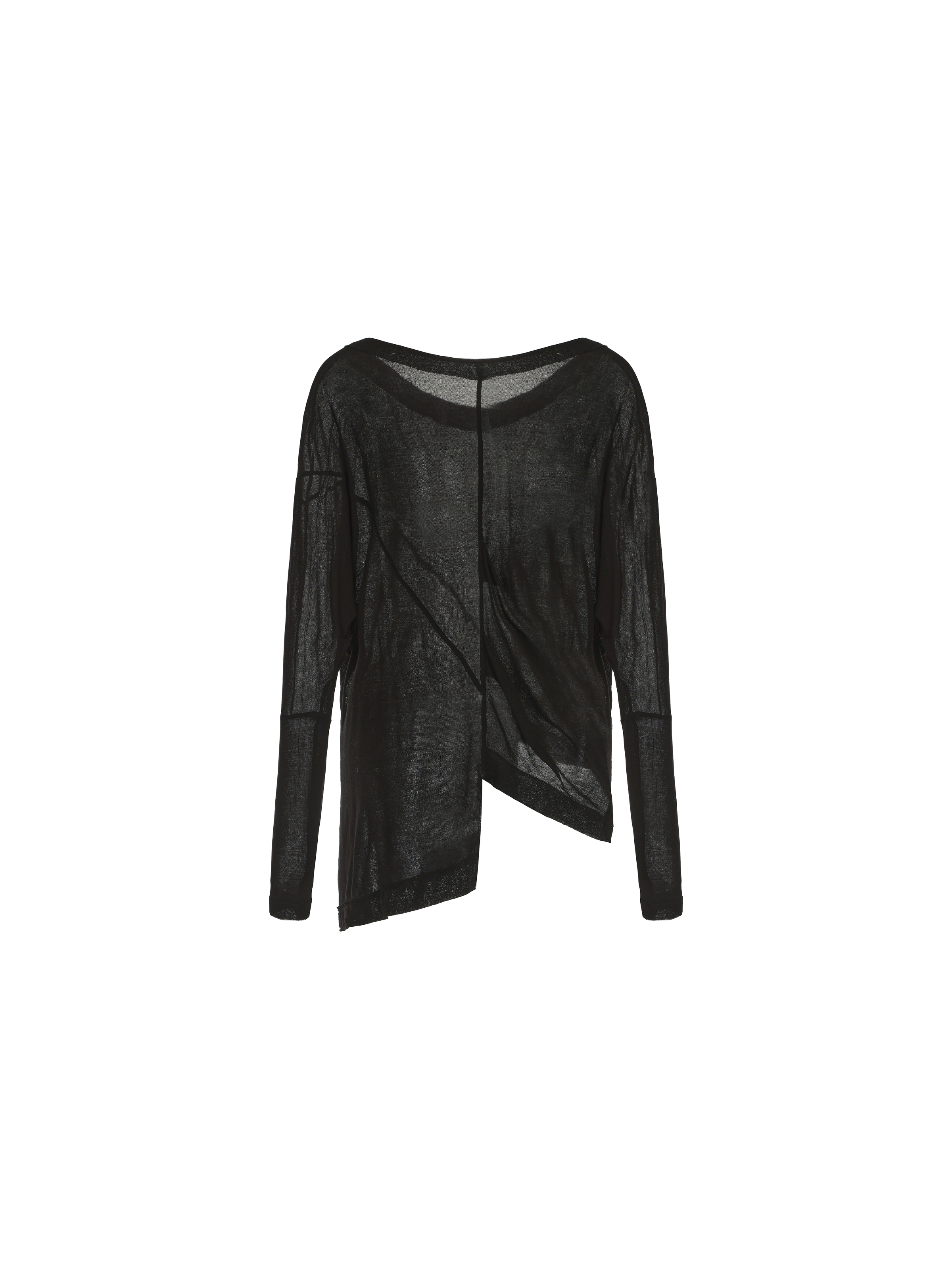 Black Pleated Long-sleeved Loose Knit Top