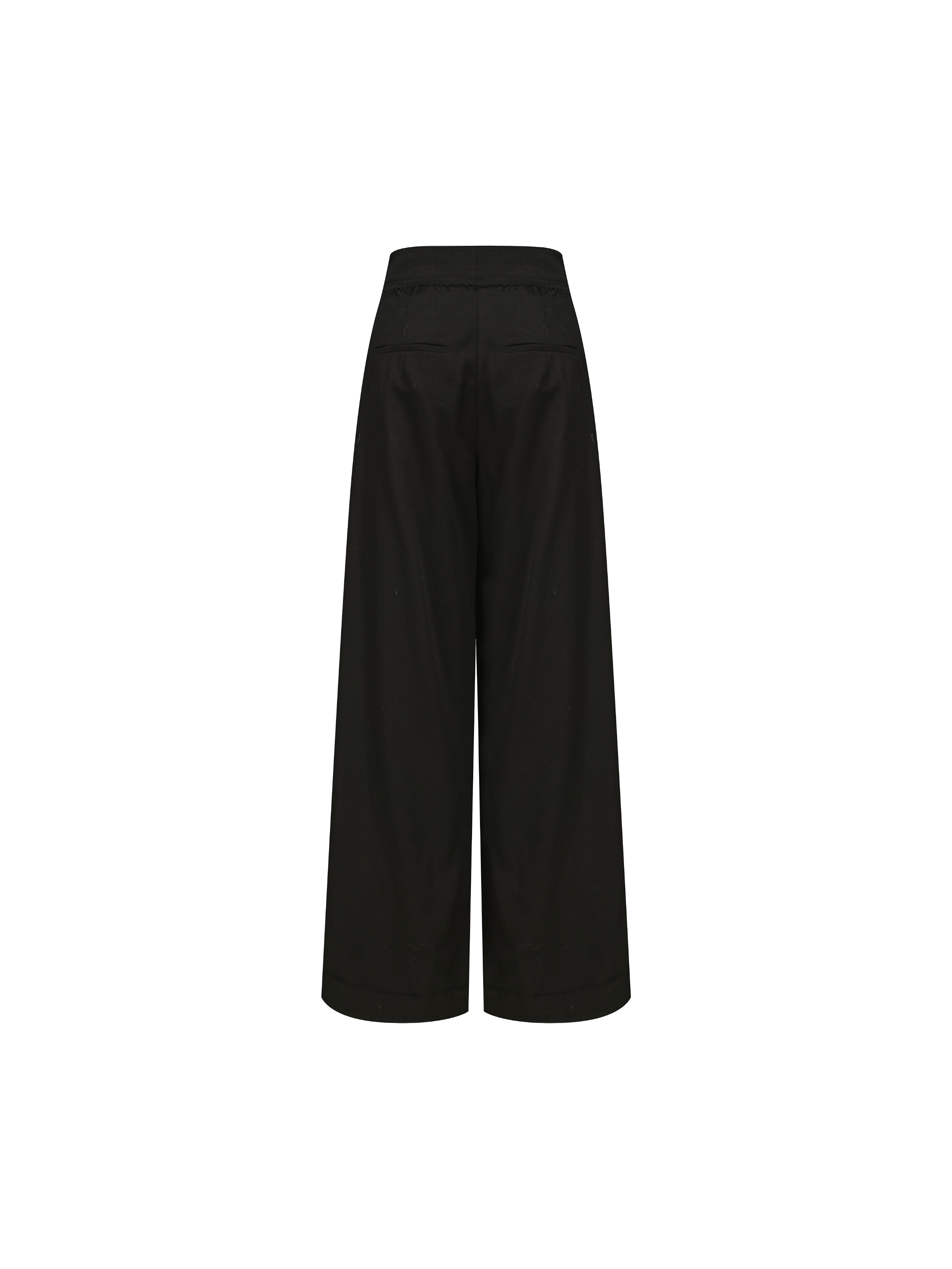 Black Diagonally Pleated Trousers
