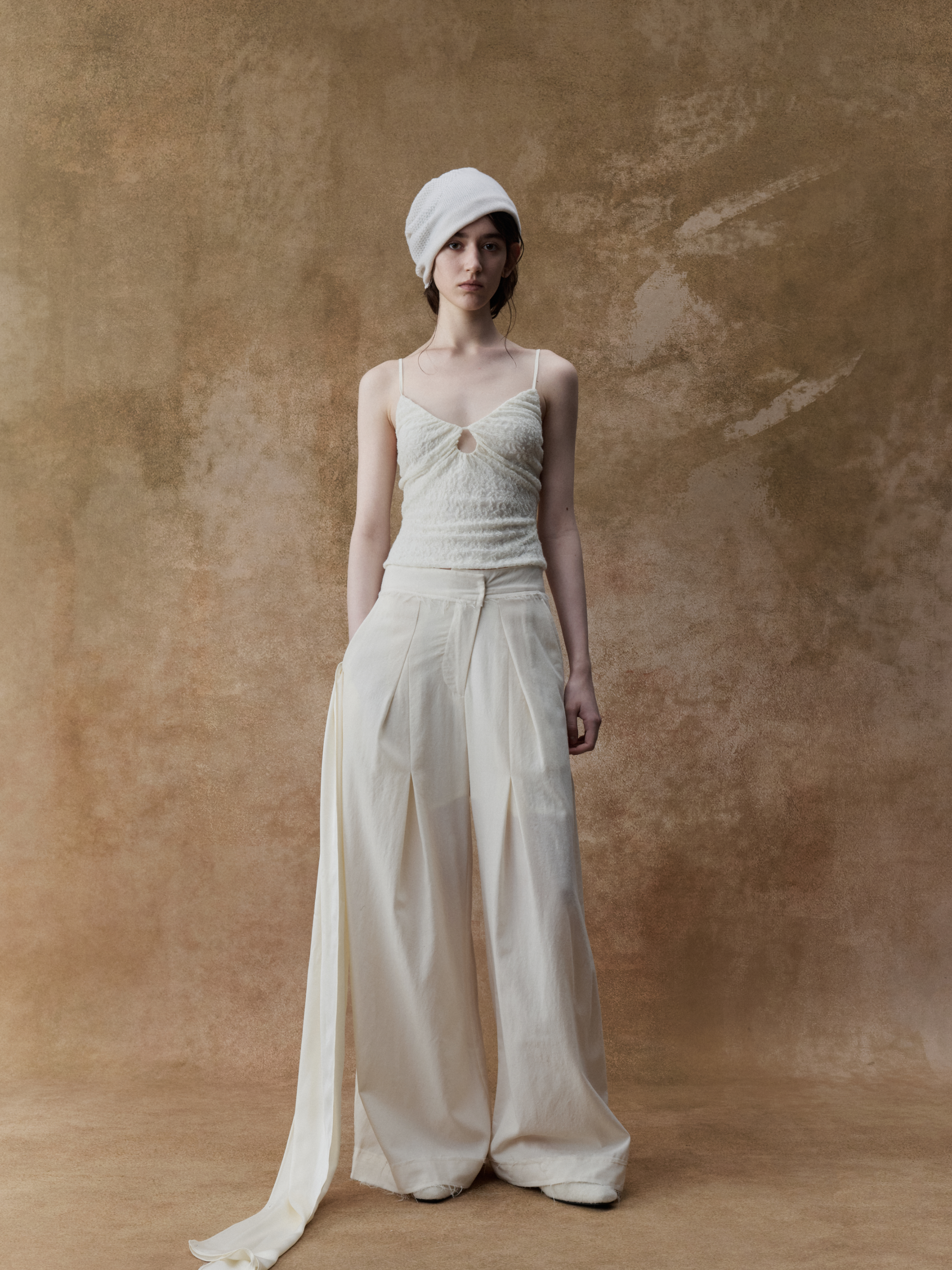 Off-white Lace Pleated Camisole