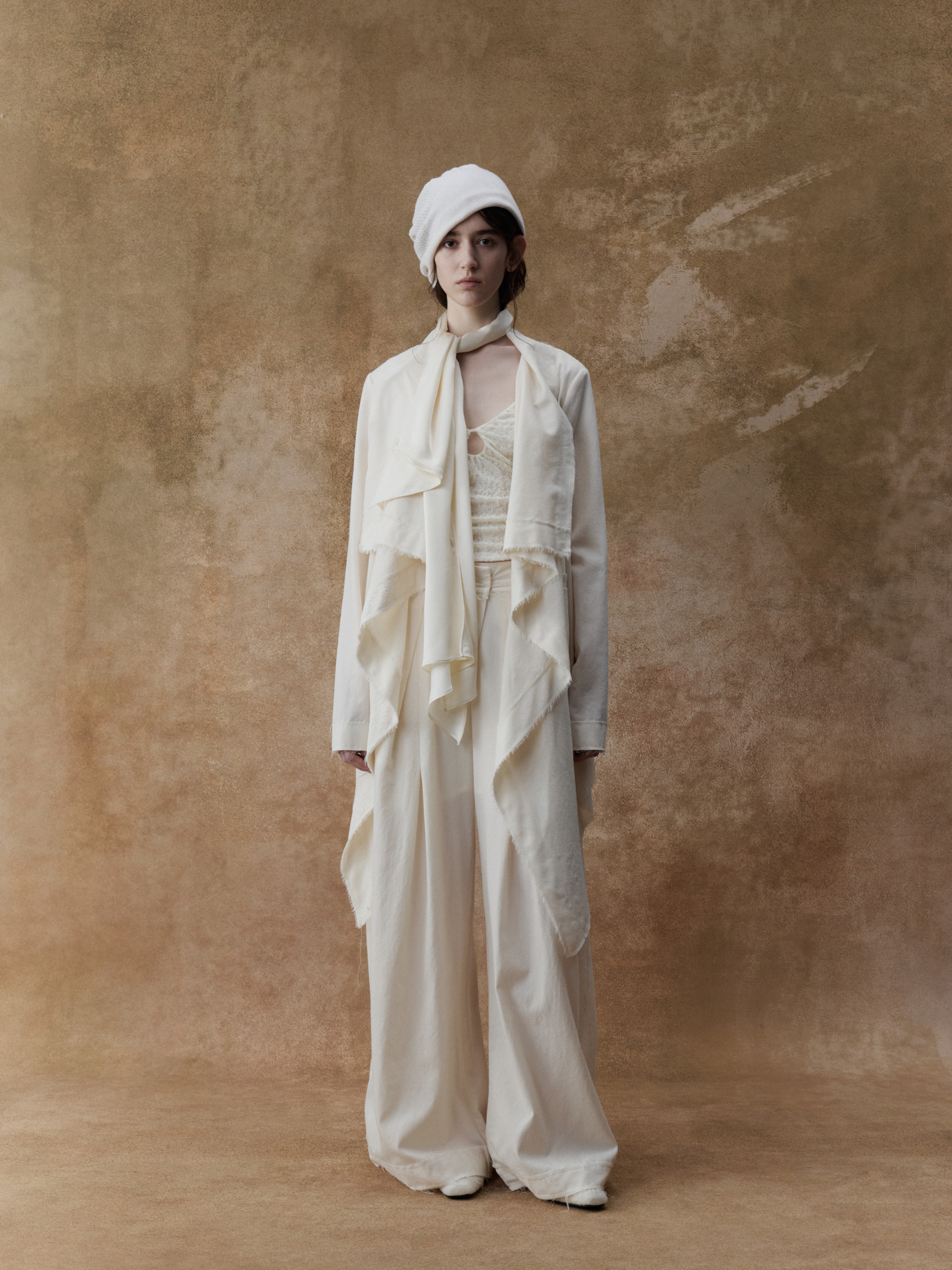 Cream Wide Collar Lace Trimmed Cardigan