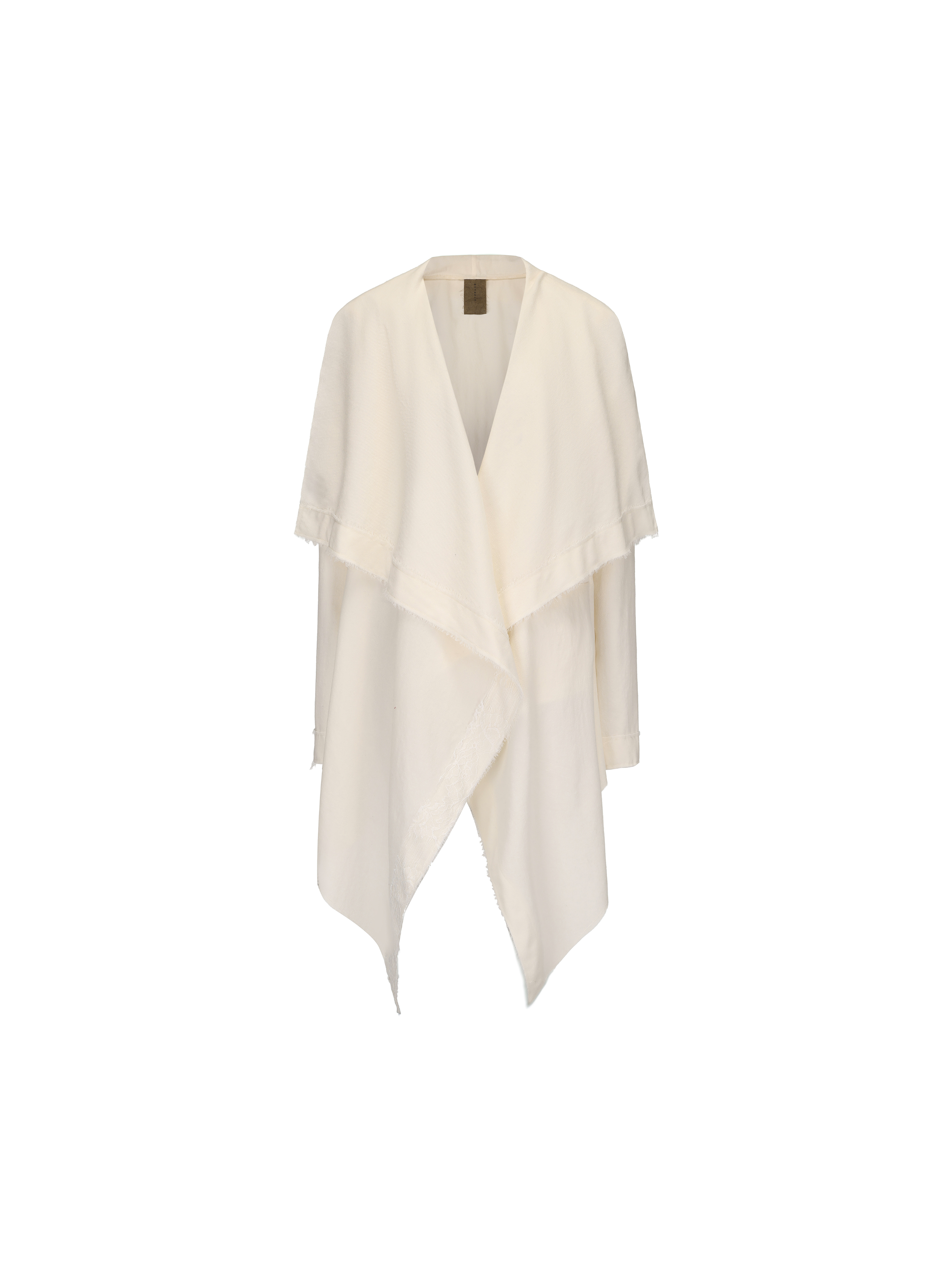 Cream Wide Collar Lace Trimmed Cardigan