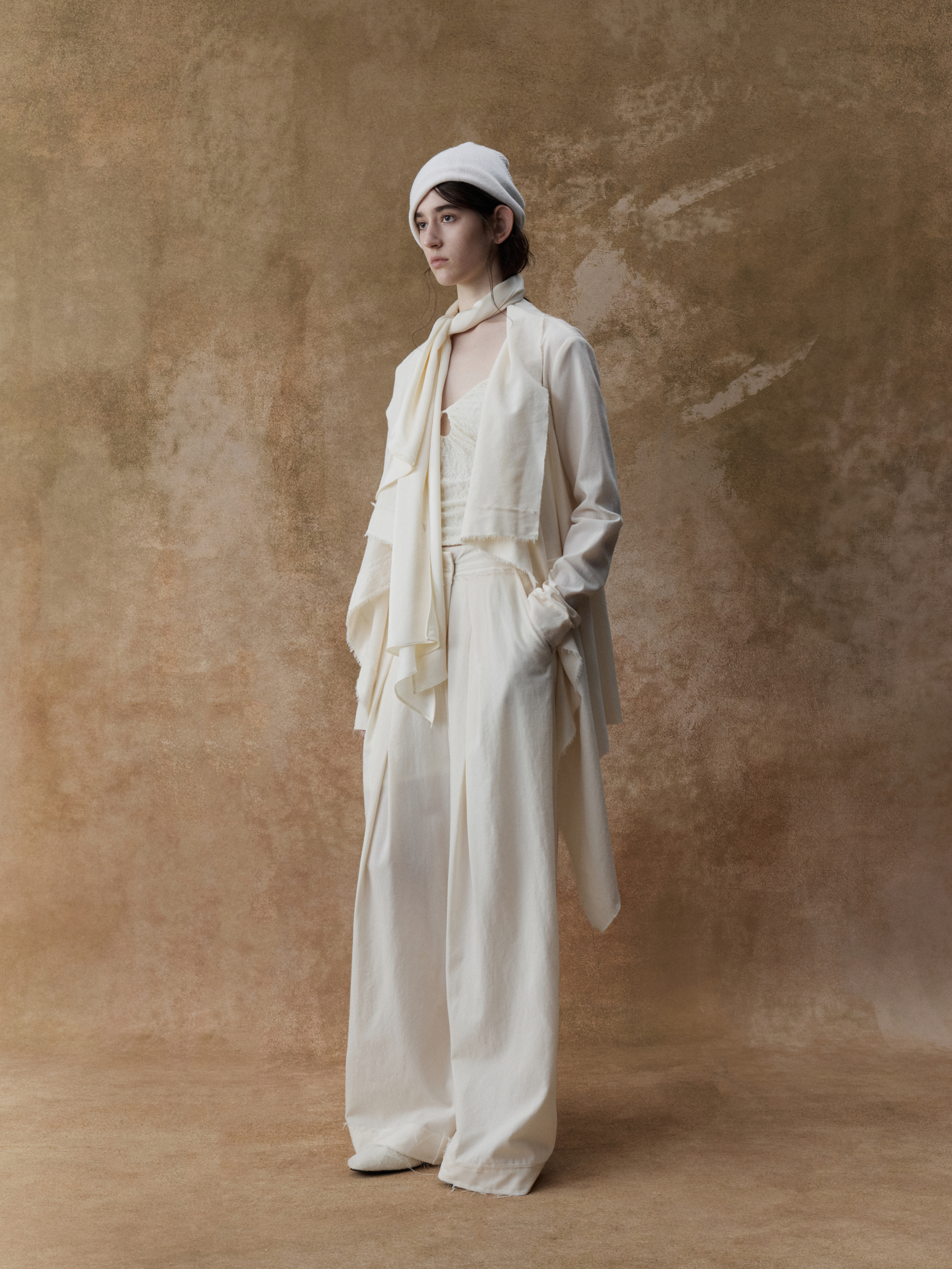 Cream Wide Collar Lace Trimmed Cardigan