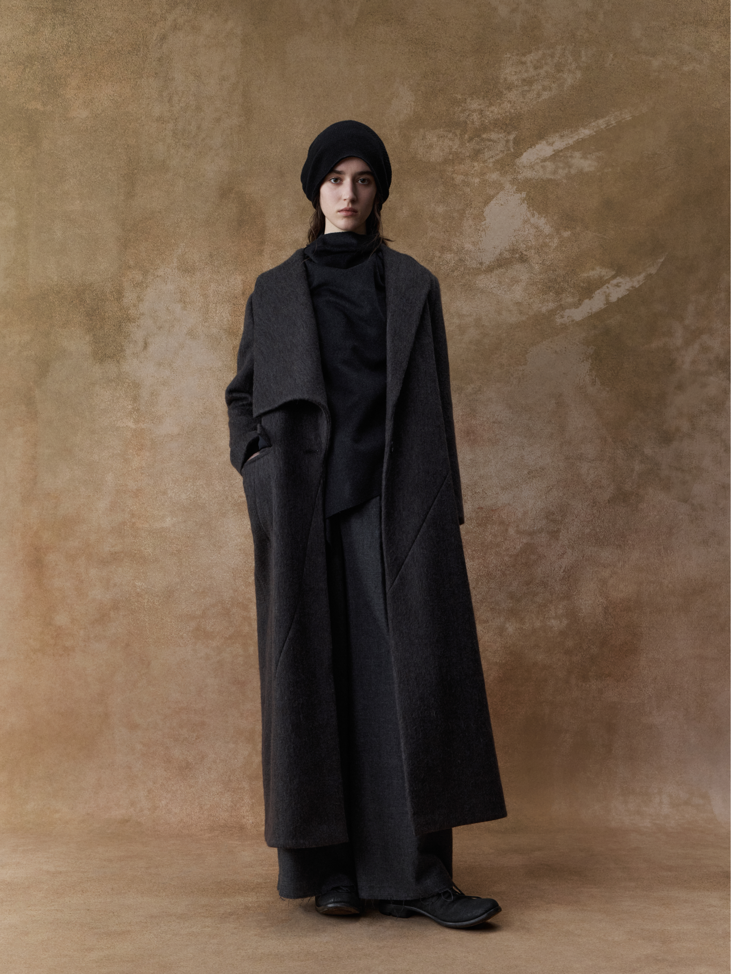 Bluish Purple Asymmetric Collar Coat