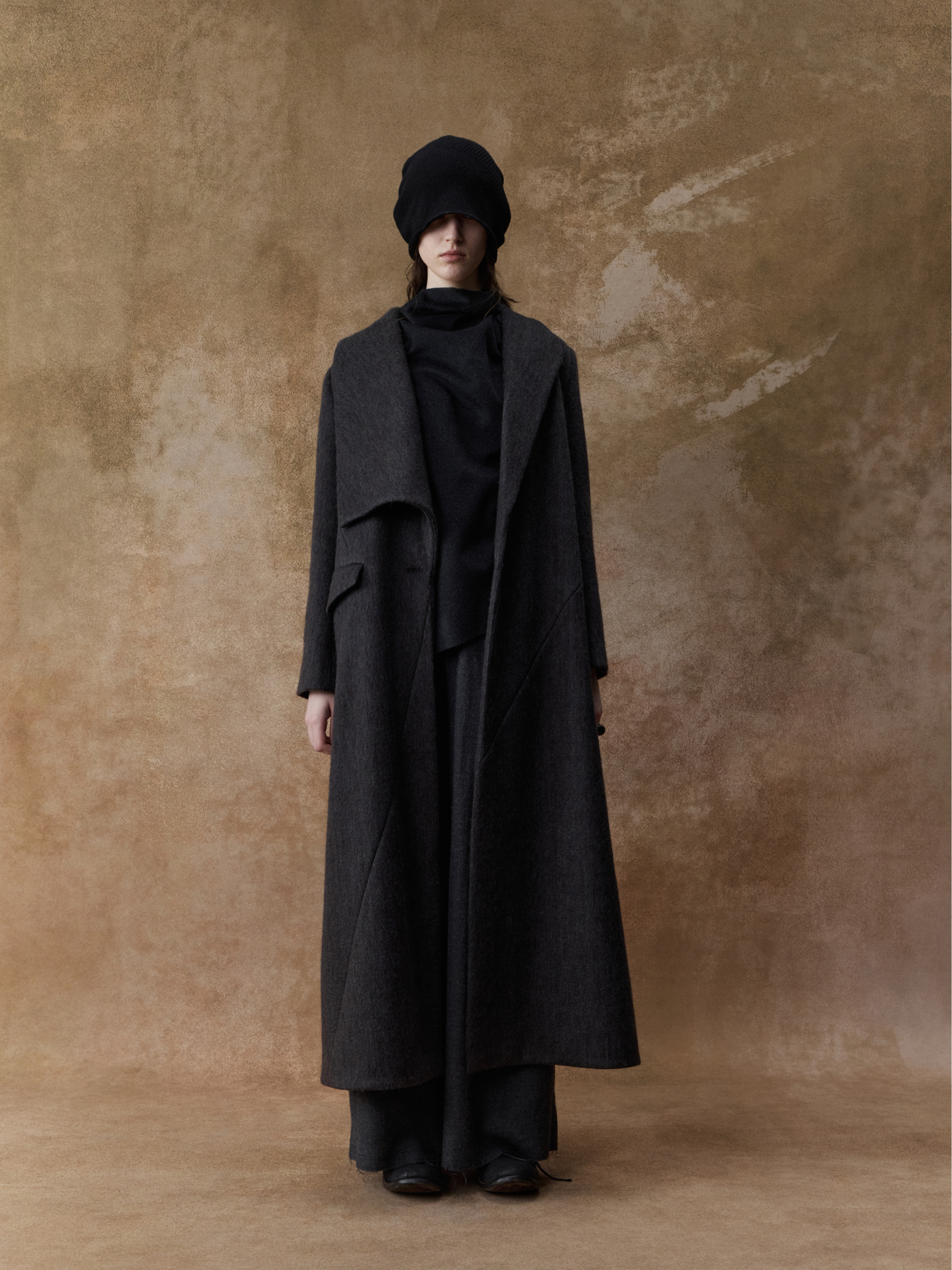 Bluish Purple Asymmetric Collar Coat