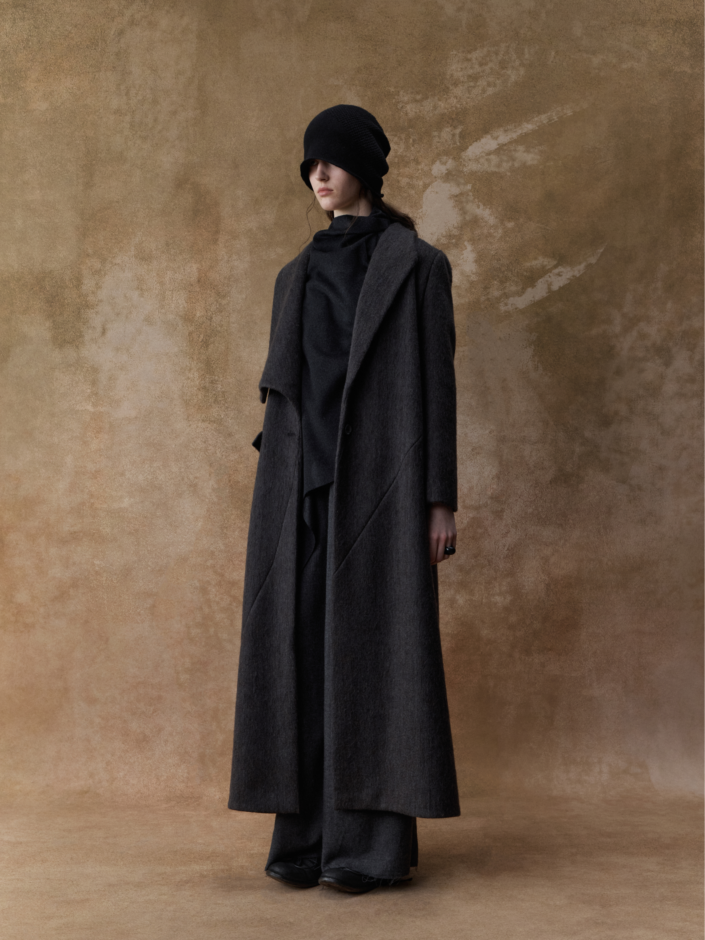 Bluish Purple Asymmetric Collar Coat