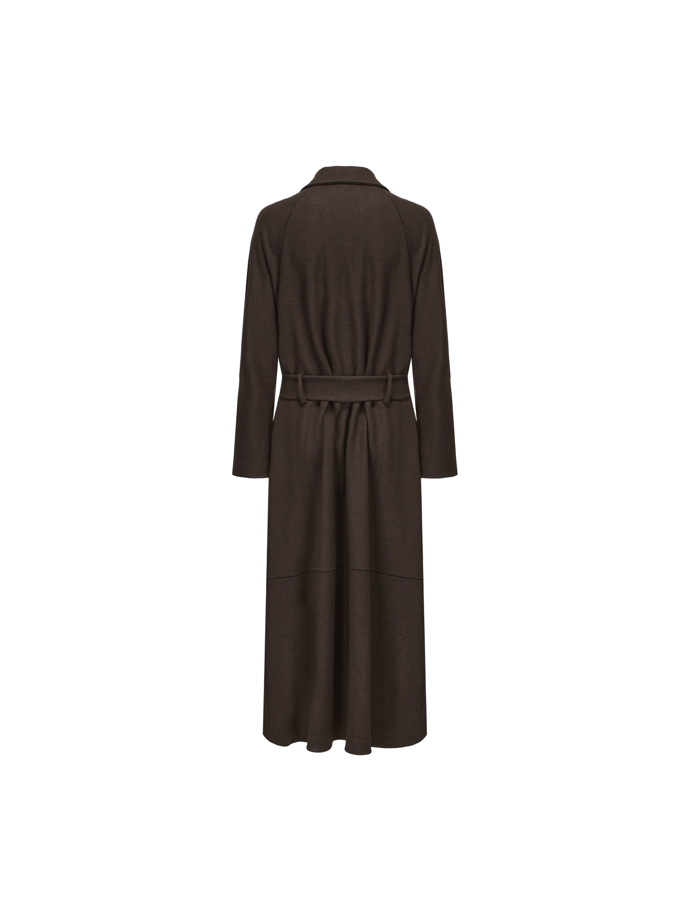 Purple and Brown Scarf Detail Wool Coat