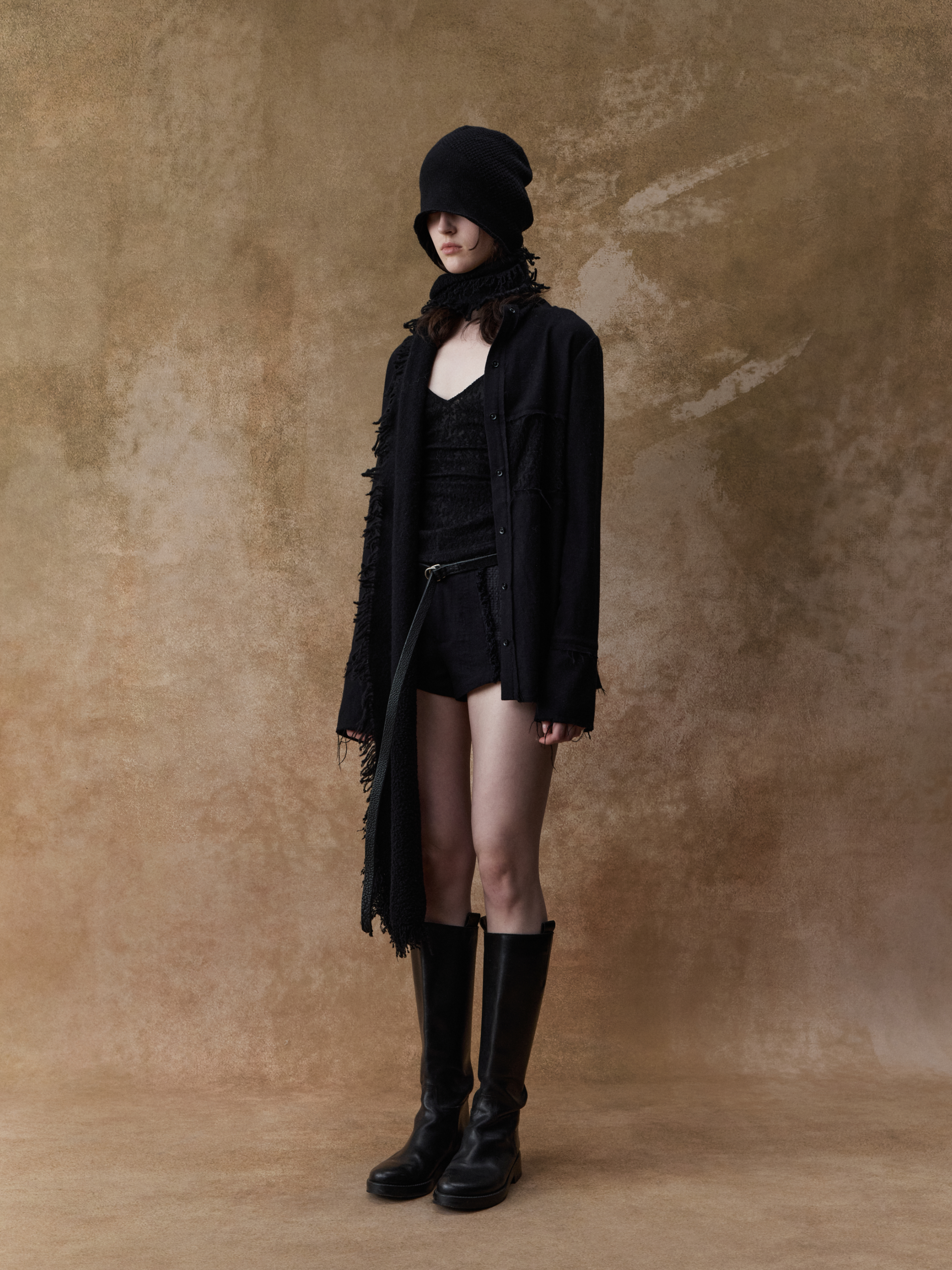 Black Wool Lace Shirt