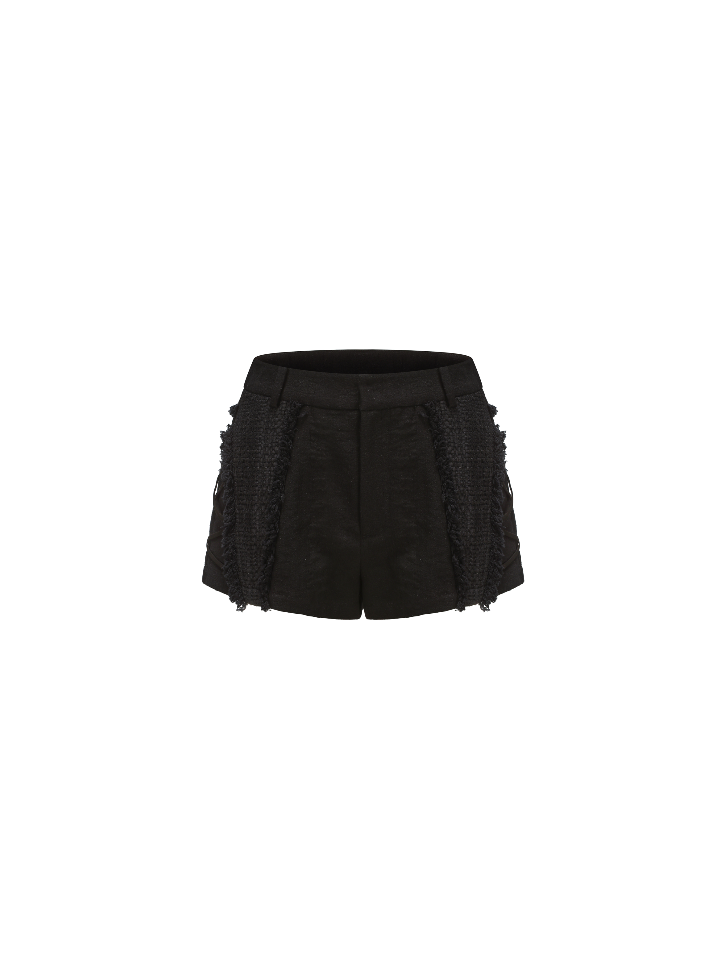 Black Frayed Edge Strappy Shorts