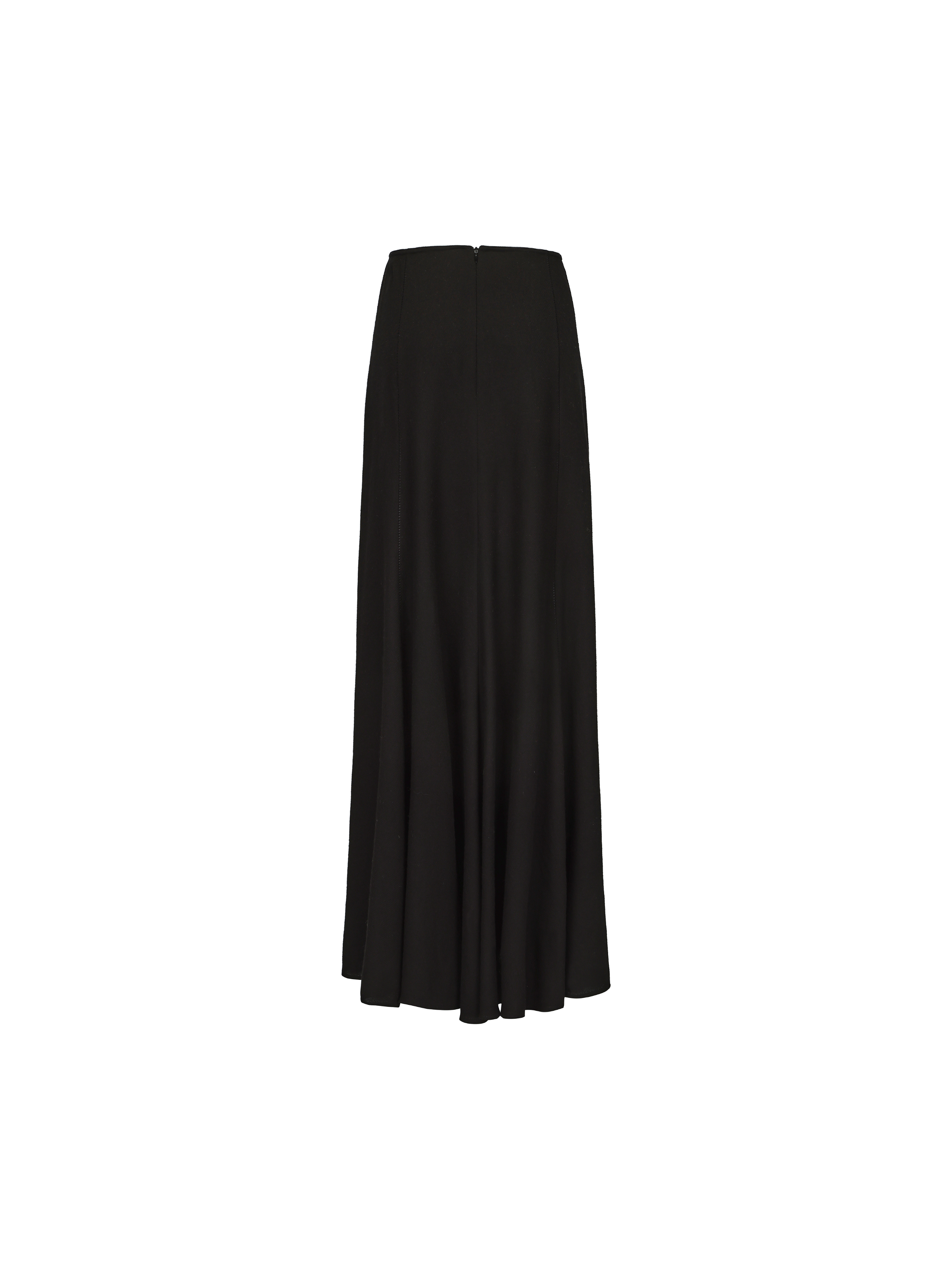 Black Bias-cut Wool Midi Skirt