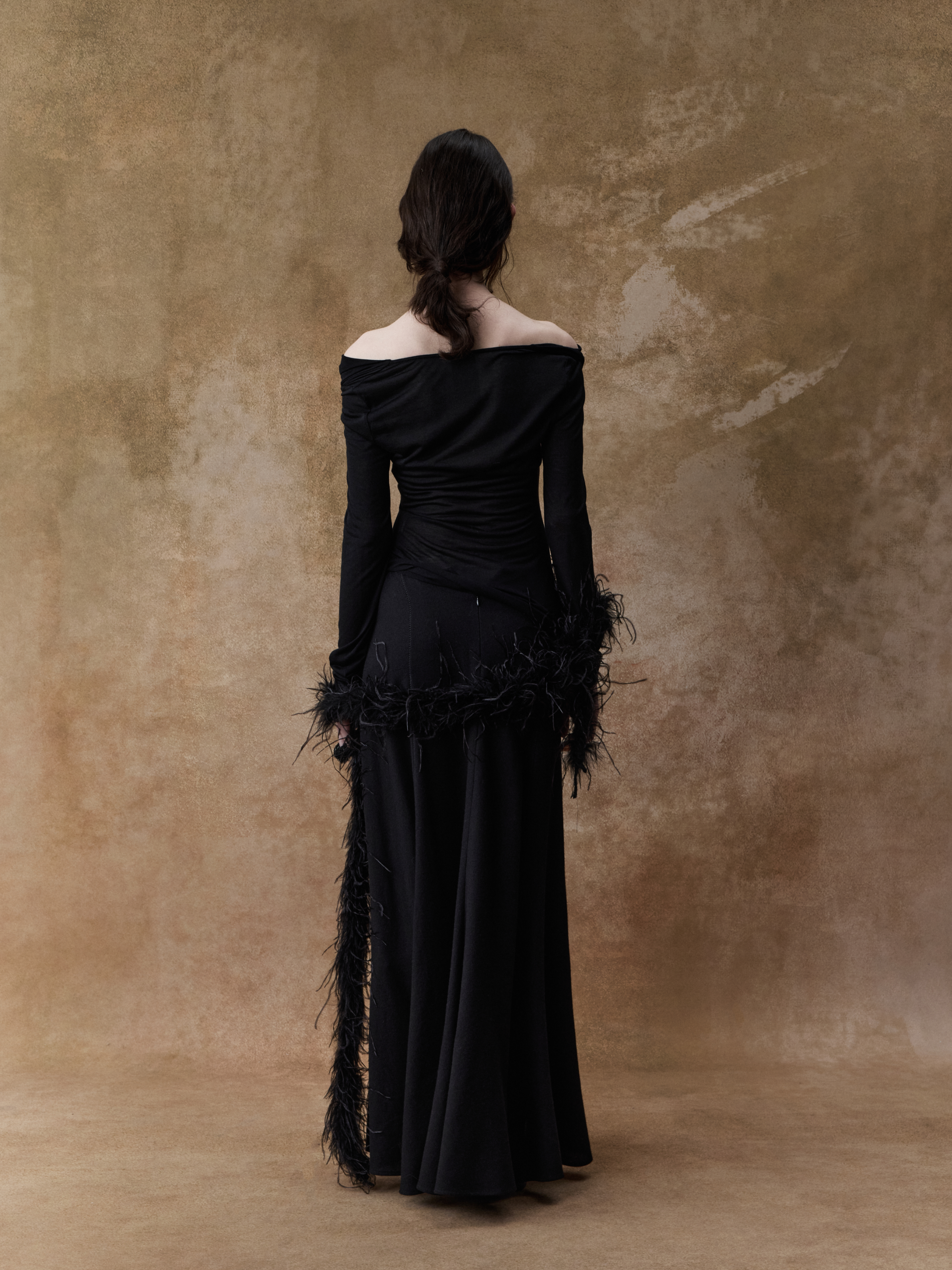 Black Bias-cut Wool Midi Skirt