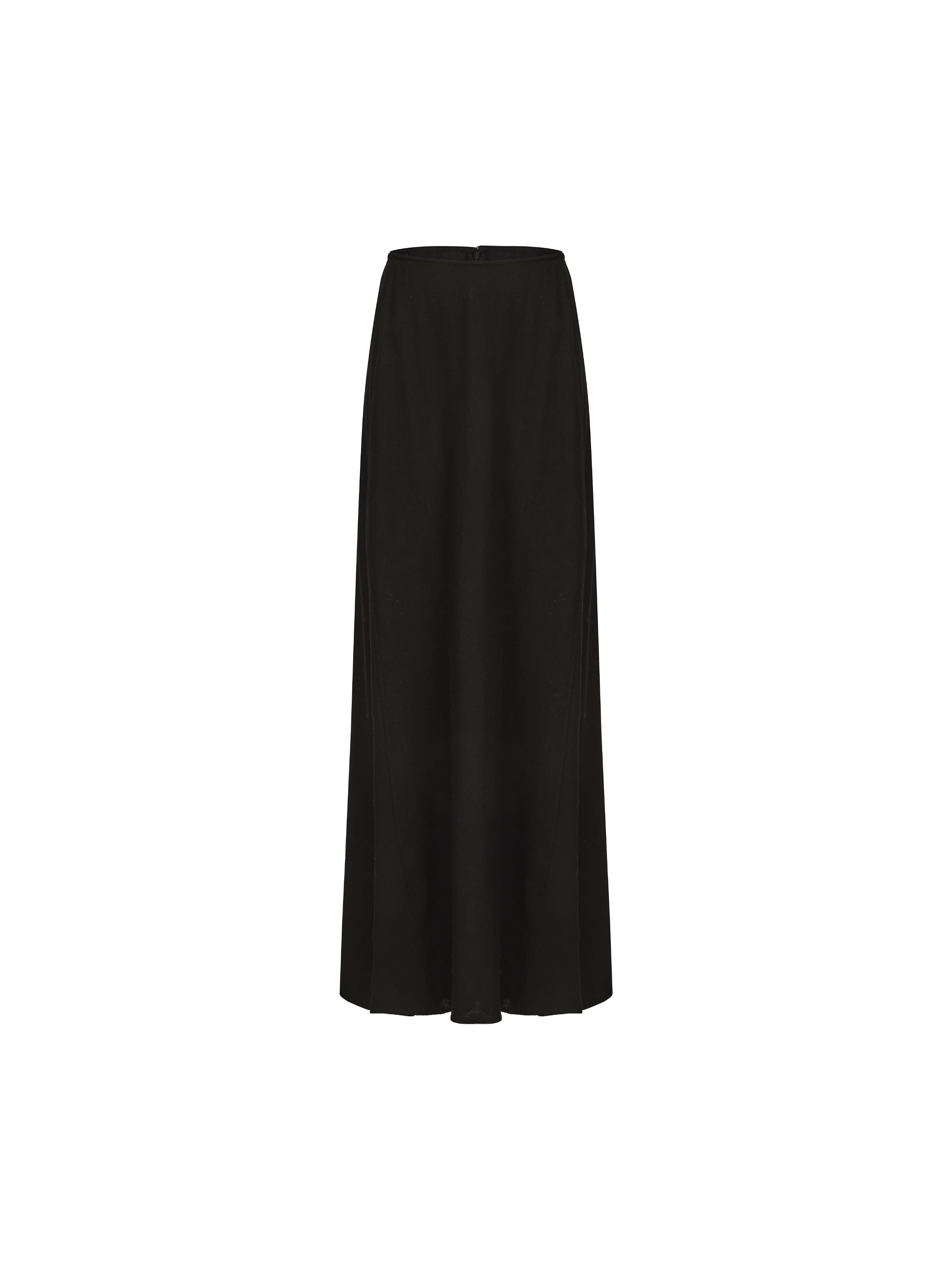 Black Bias-cut Wool Midi Skirt
