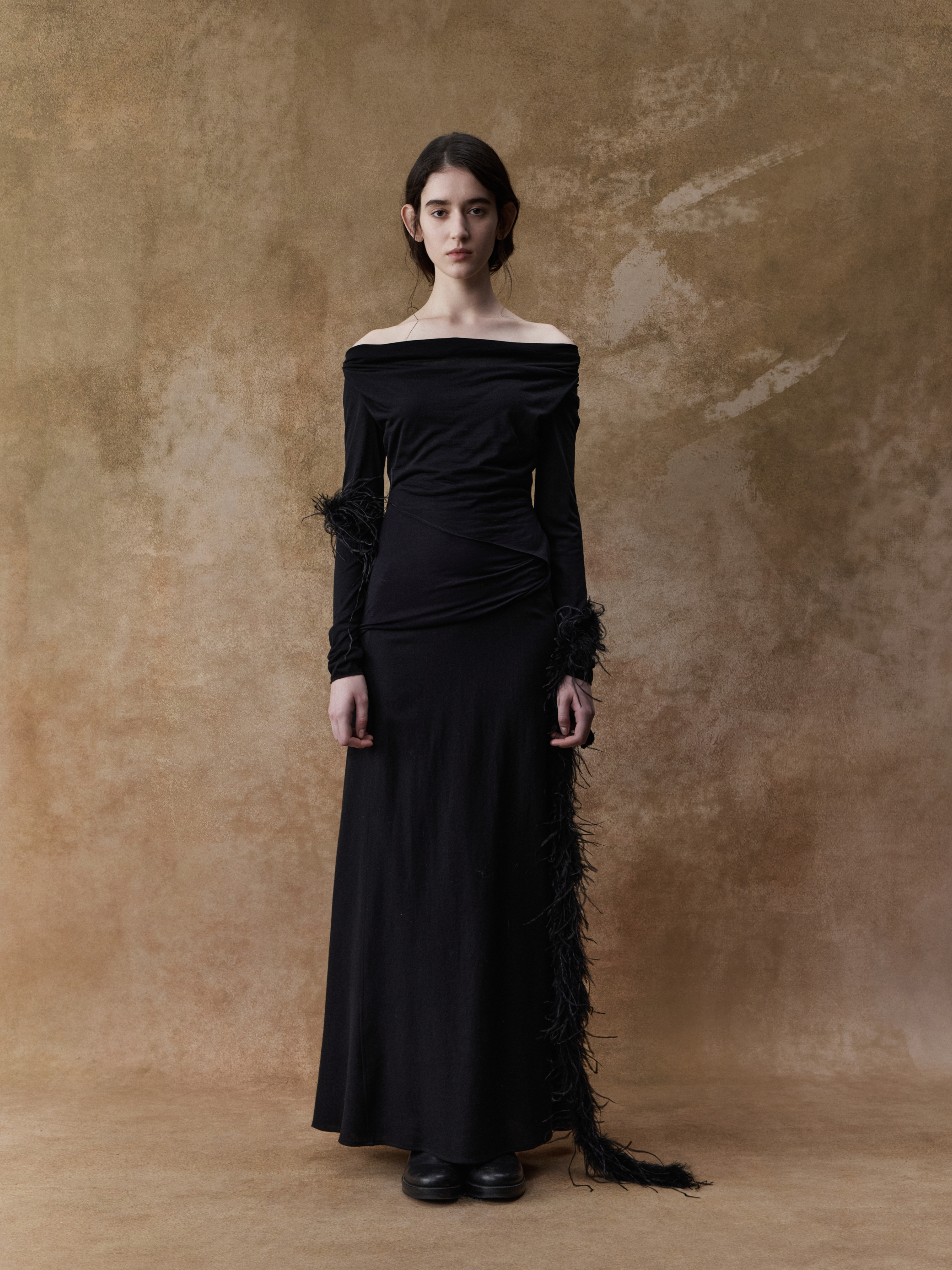 Black Bias-cut Wool Midi Skirt