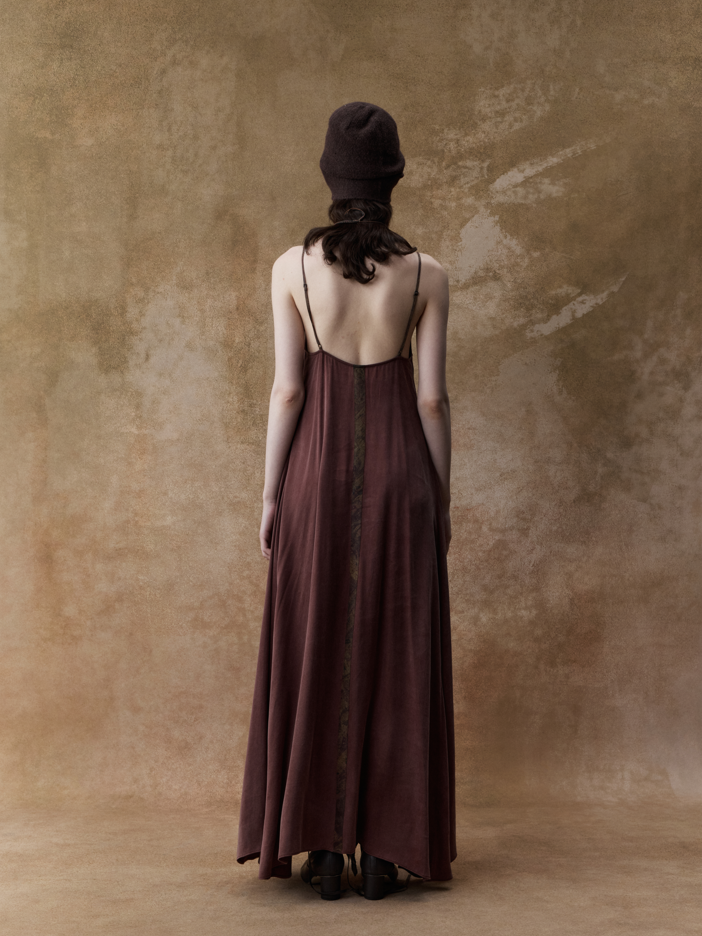 Dark Red Contrasting Patchwork Strap Dress