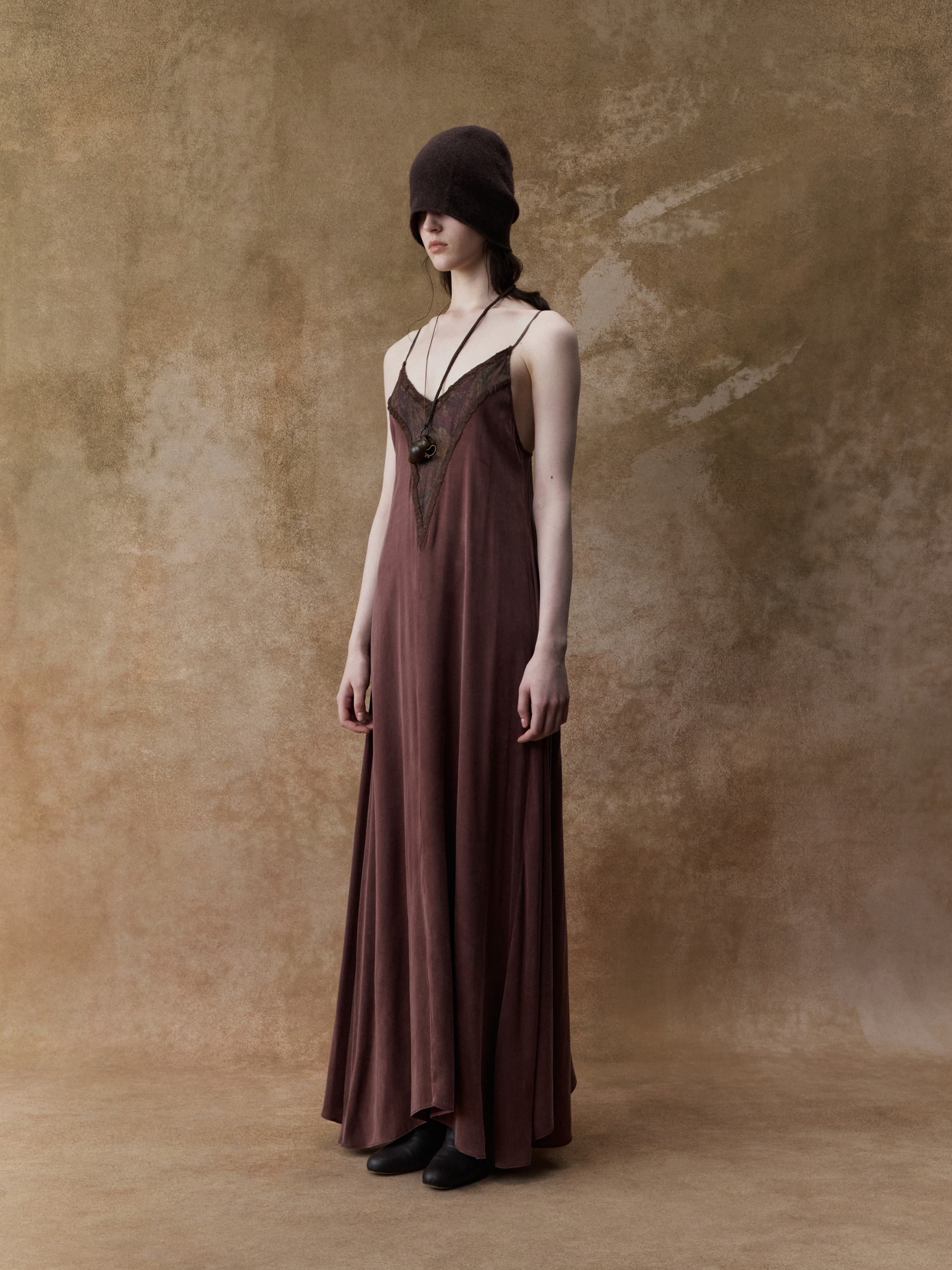 Dark Red Contrasting Patchwork Strap Dress