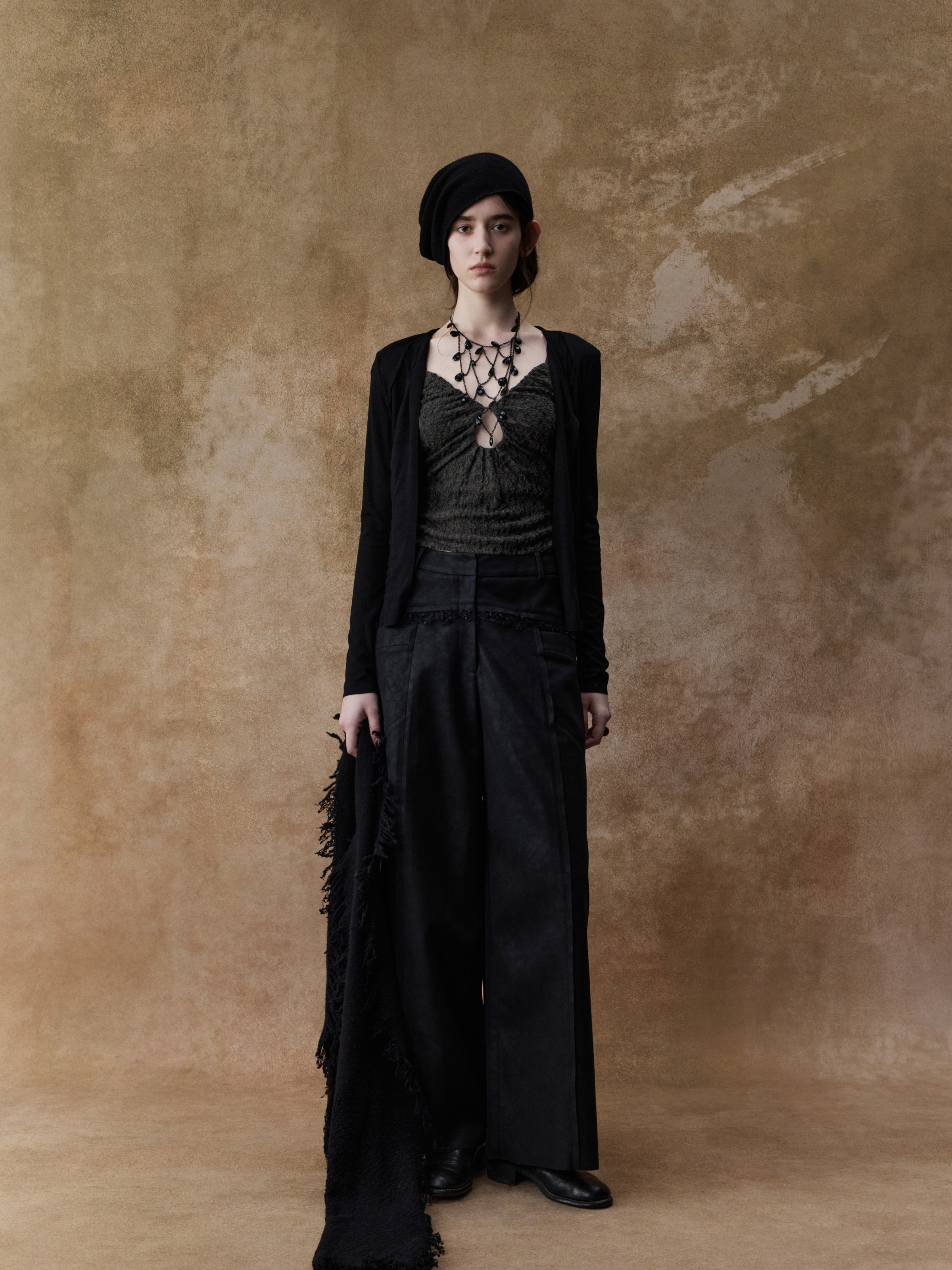 Black Panelled Wide-leg Leather Pants