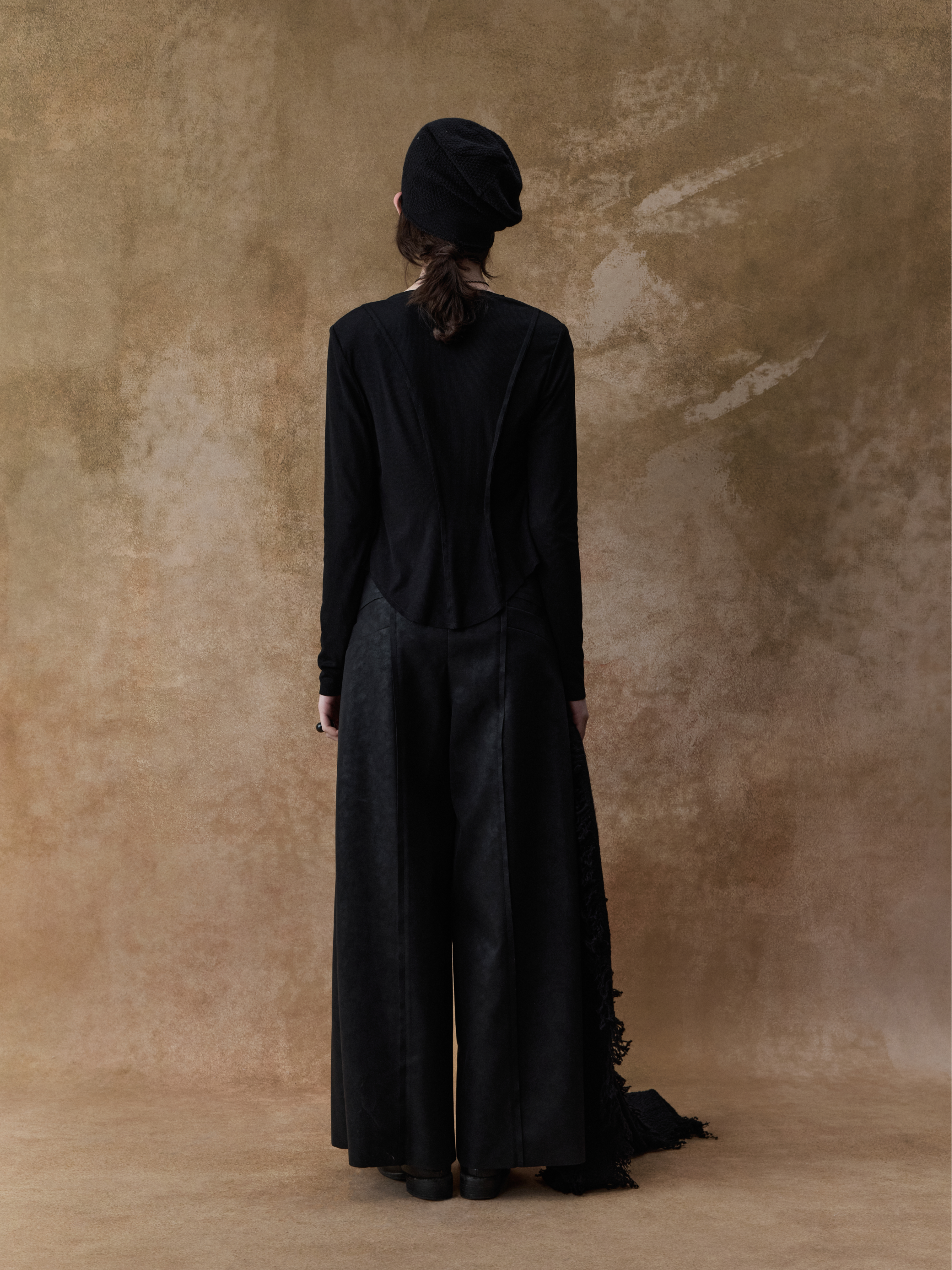 Black Panelled Wide-leg Leather Pants