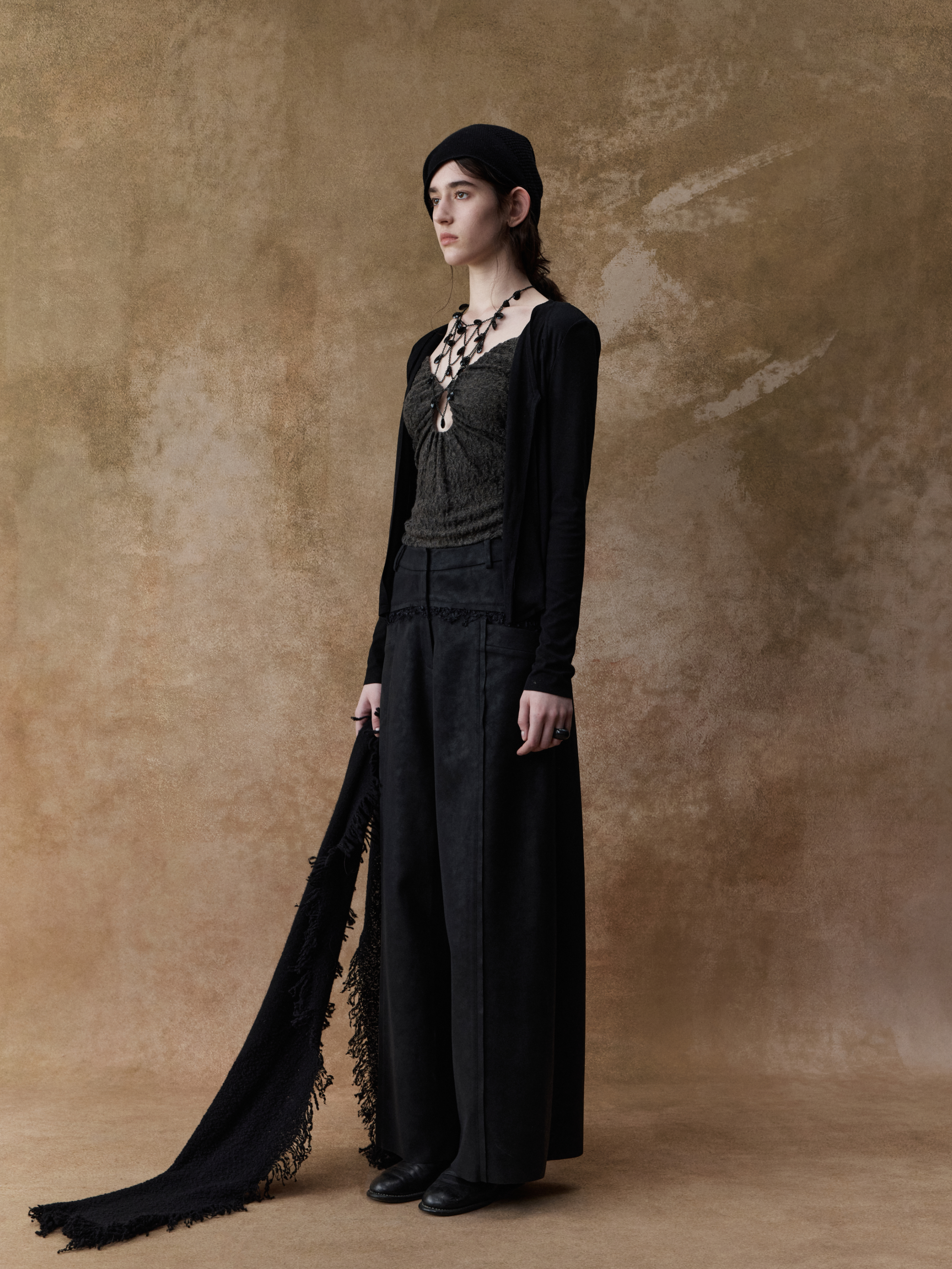Black Panelled Wide-leg Leather Pants